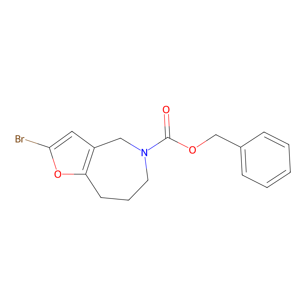 benzyl 2-bromo-4H,5H,6H,7H,8H-furo[3,2-c]azepine-5-carboxylate molecular structure, CAS 2680793-04-6