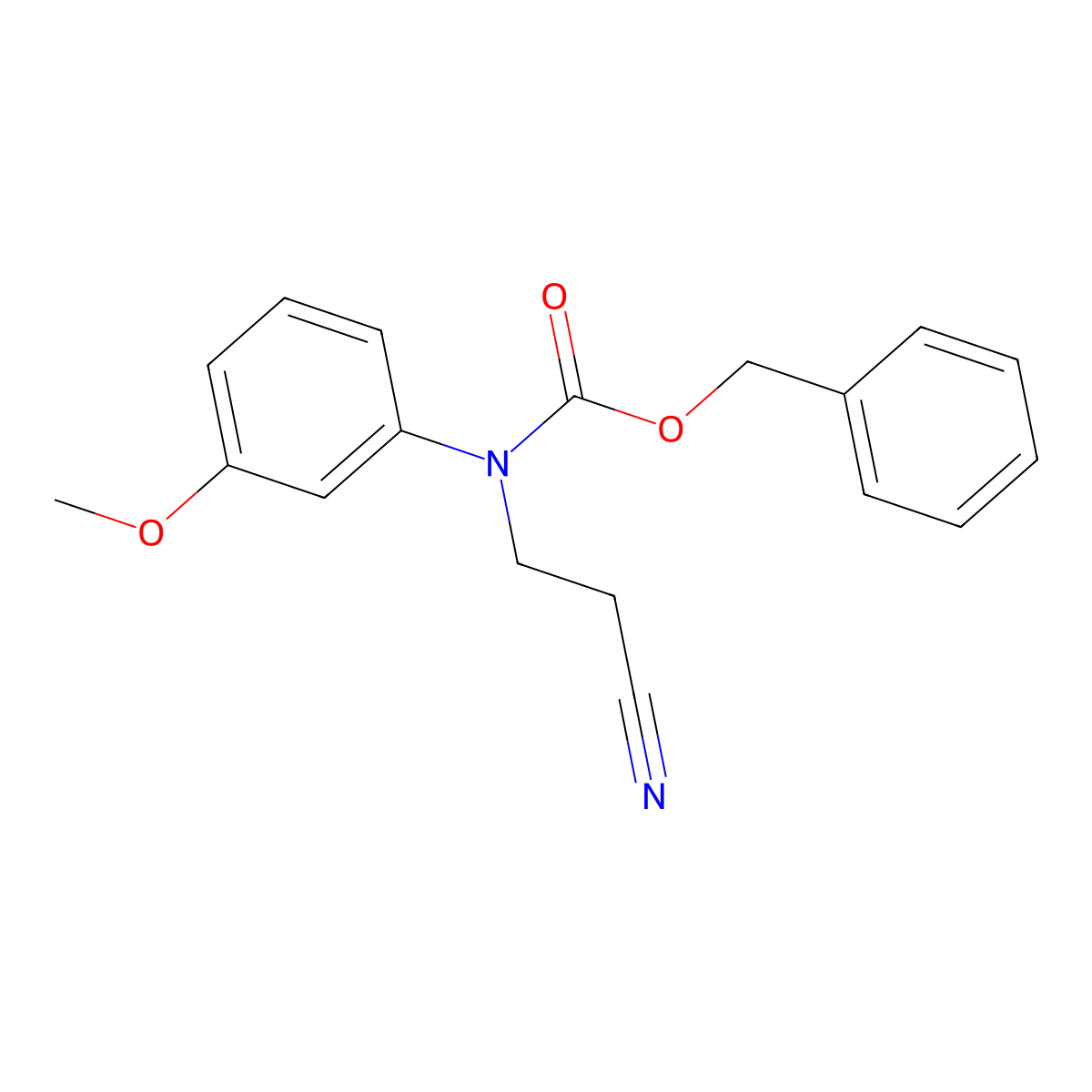 benzyl N-(2-cyanoethyl)-N-(3-methoxyphenyl)carbamate molecular structure, CAS 2680793-11-5