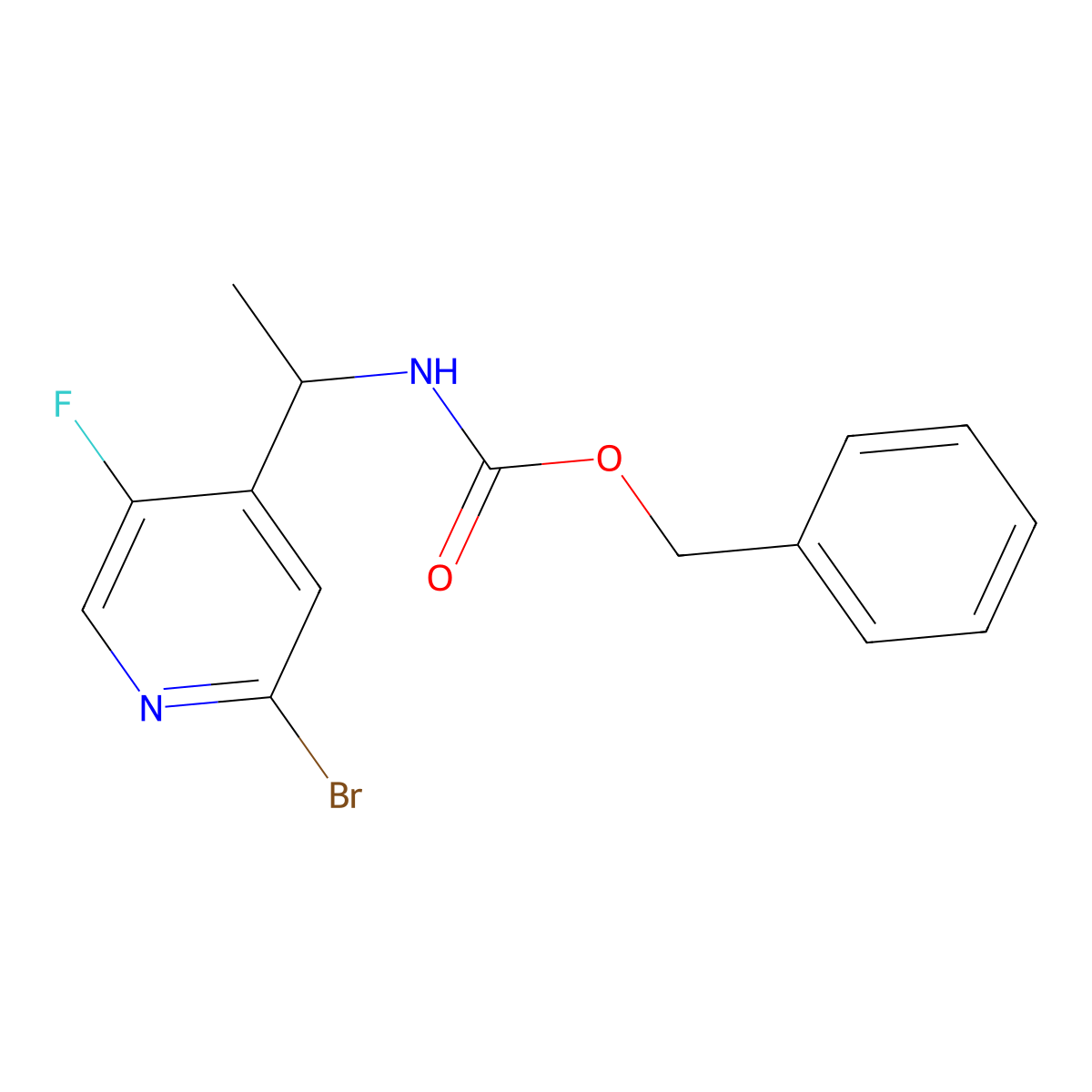 benzyl N-[1-(2-bromo-5-fluoropyridin-4-yl)ethyl]carbamate molecular structure, CAS 2680793-16-0