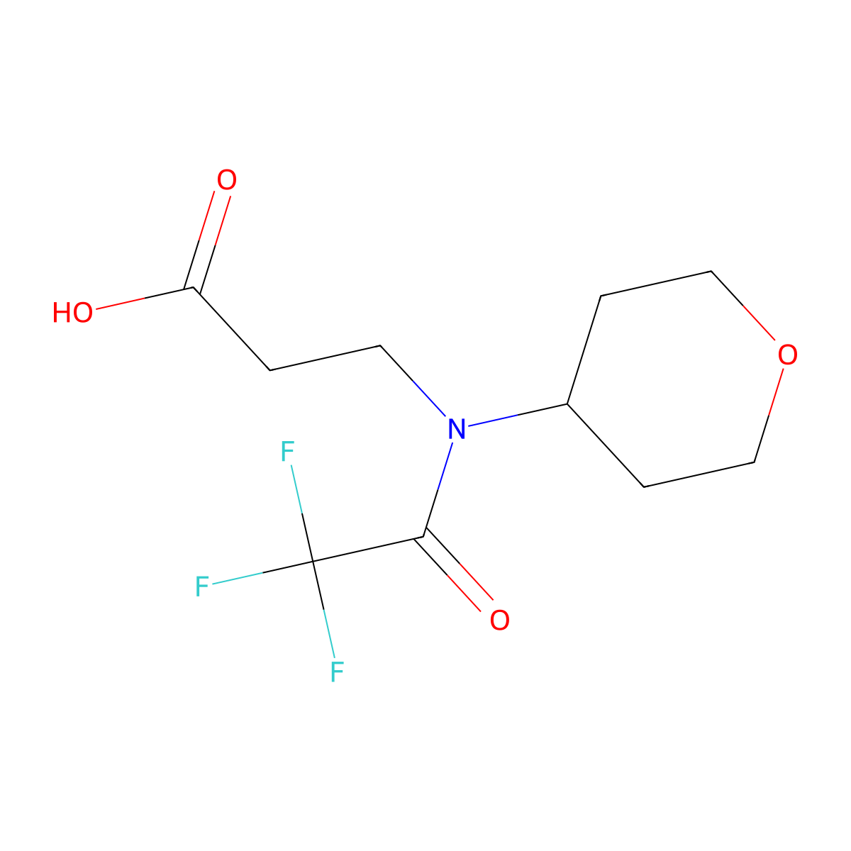 3-[2,2,2-trifluoro-N-(oxan-4-yl)acetamido]propanoic acid molecular structure, CAS 2680793-21-7