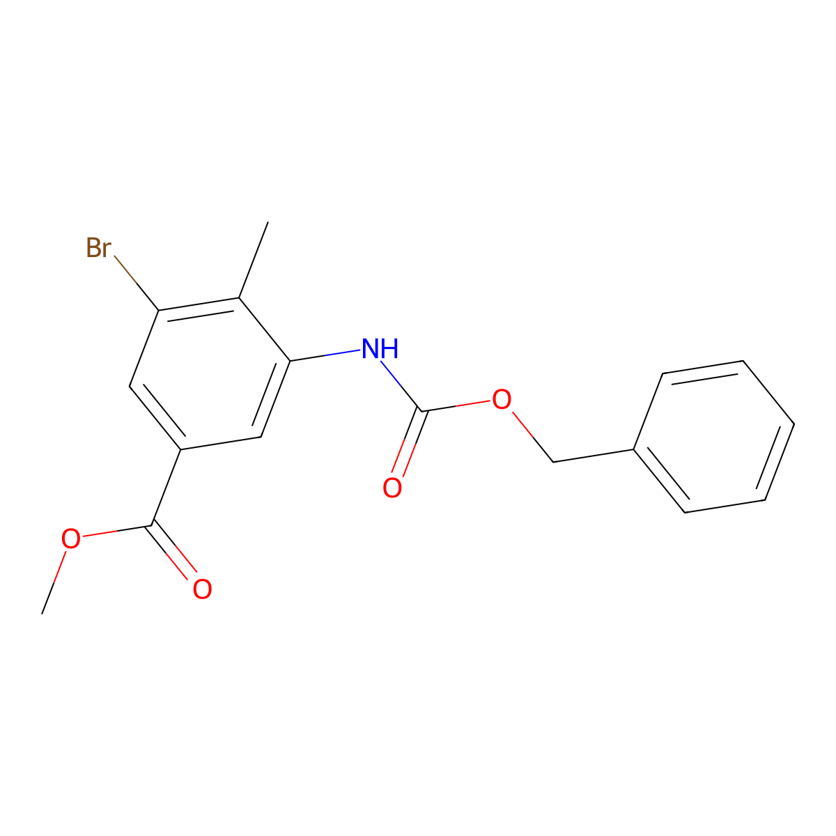 Methyl 3-{[(benzyloxy)carbonyl]amino}-5-bromo-4-methylbenzoate molecular structure, CAS 2680793-22-8