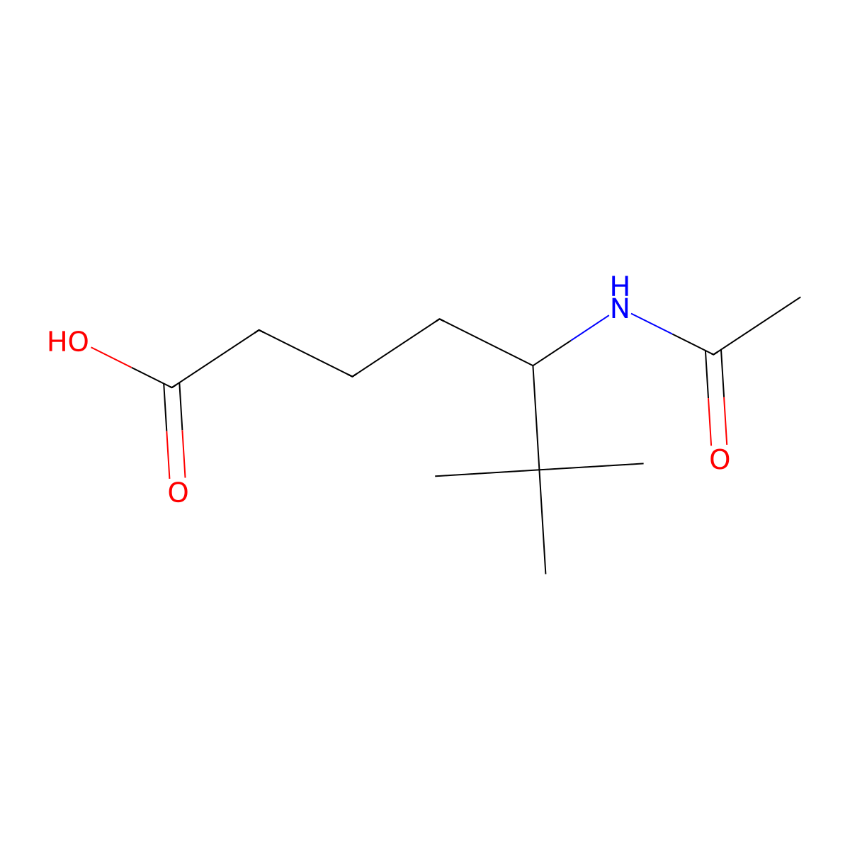 5-Acetamido-6,6-dimethylheptanoic acid molecular structure, CAS 2680793-30-8