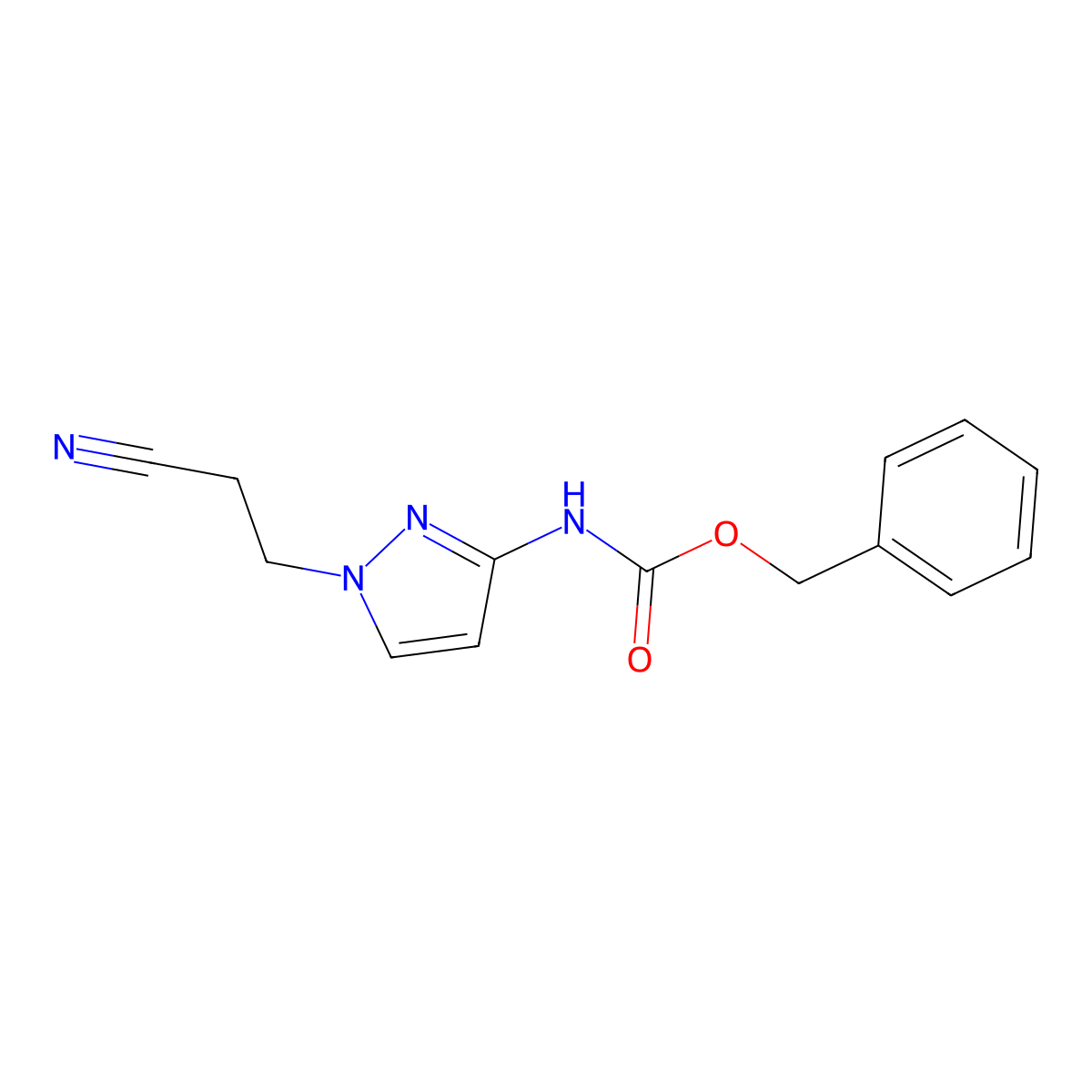 benzyl N-[1-(2-cyanoethyl)-1H-pyrazol-3-yl]carbamate molecular structure, CAS 2680793-40-0