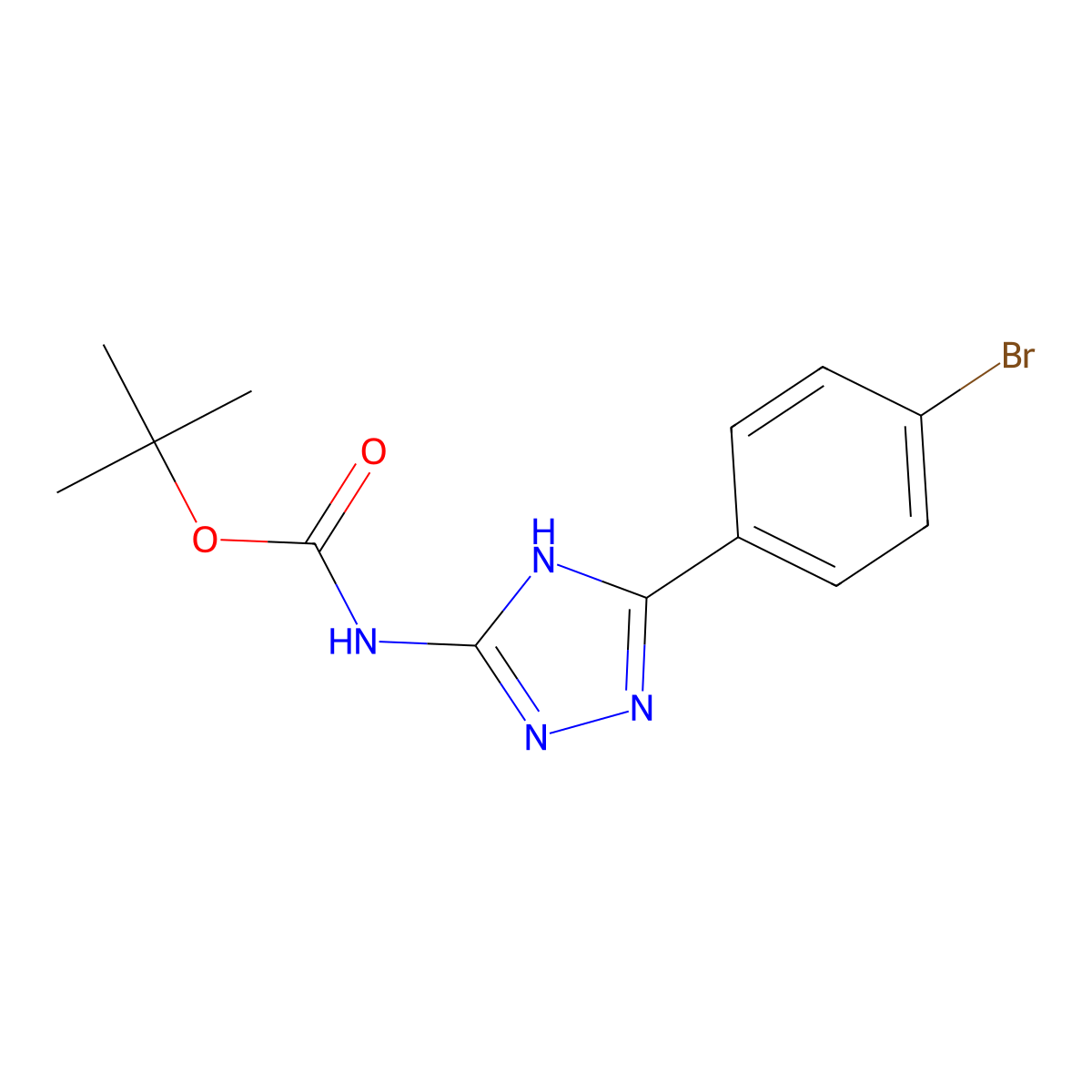 tert-butyl N-[5-(4-bromophenyl)-4H-1,2,4-triazol-3-yl]carbamate molecular structure, CAS 2680793-41-1