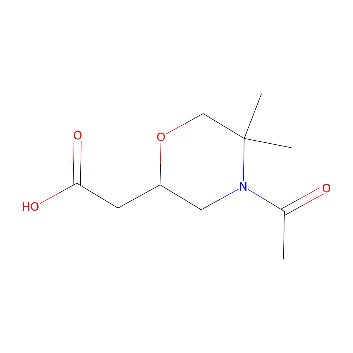2-(4-Acetyl-5,5-dimethylmorpholin-2-yl)acetic acid molecular structure, CAS 2680793-42-2
