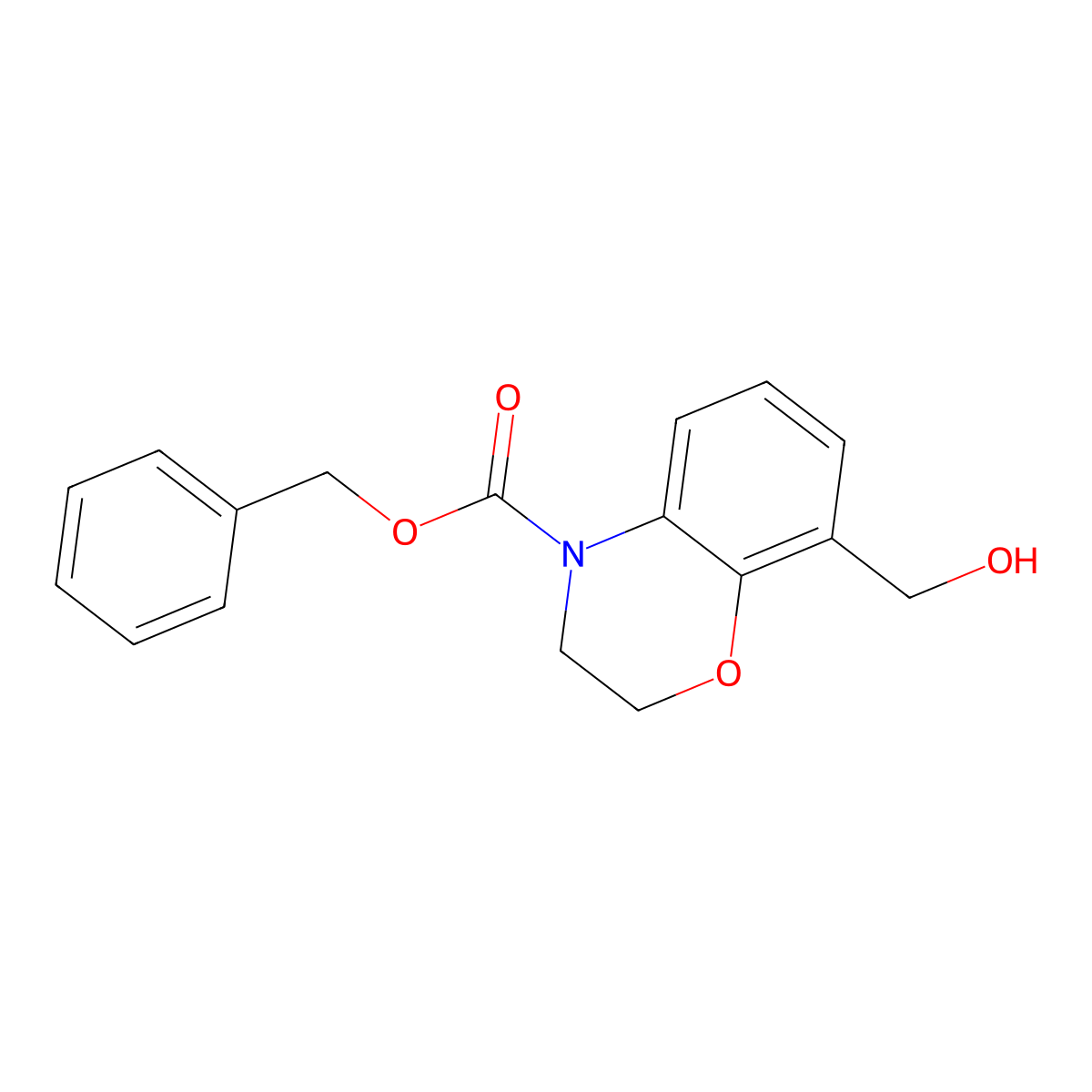 benzyl 8-(hydroxymethyl)-3,4-dihydro-2H-1,4-benzoxazine-4-carboxylate molecular structure, CAS 2680793-43-3