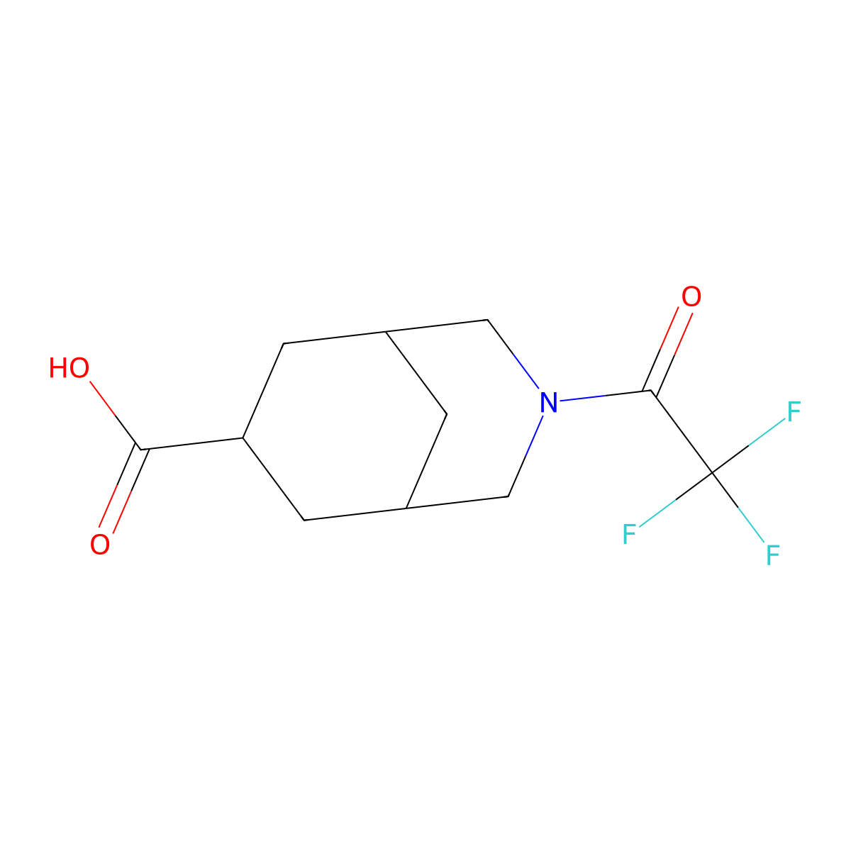 3-(2,2,2-Trifluoroacetyl)-3-azabicyclo[3.3.1]nonane-7-carboxylic acid molecular structure, CAS 2680793-44-4