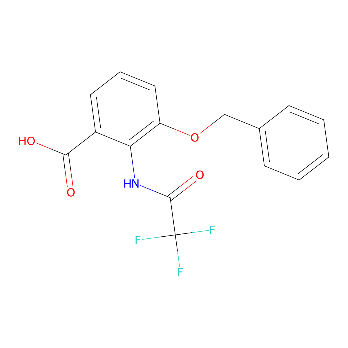 3-(Benzyloxy)-2-(2,2,2-trifluoroacetamido)benzoic acid molecular structure, CAS 2680793-46-6