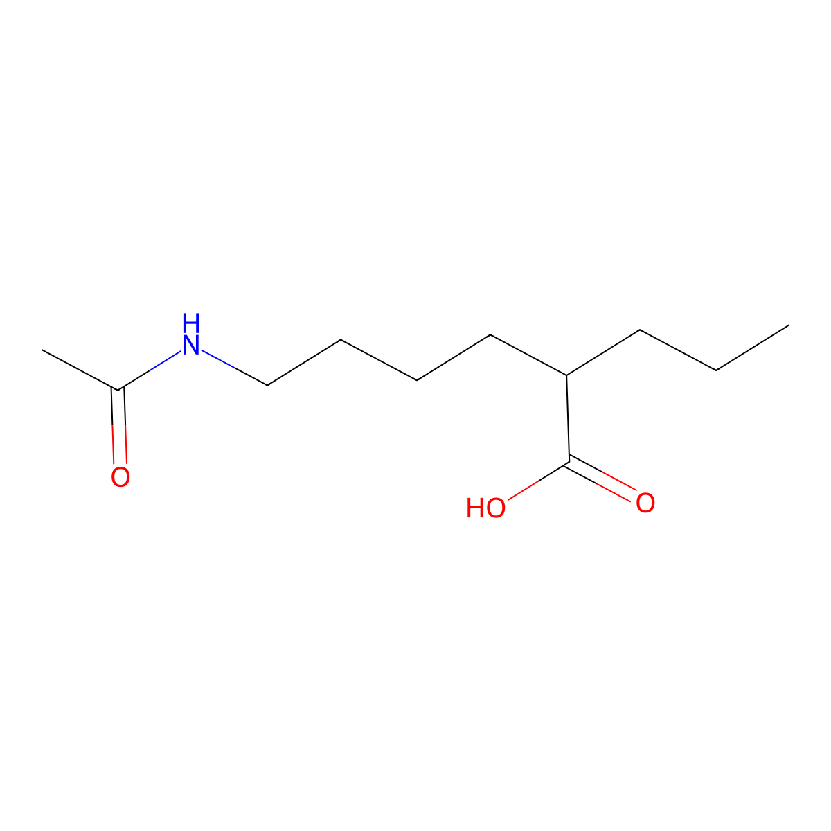 6-Acetamido-2-propylhexanoic acid molecular structure, CAS 2680793-49-9