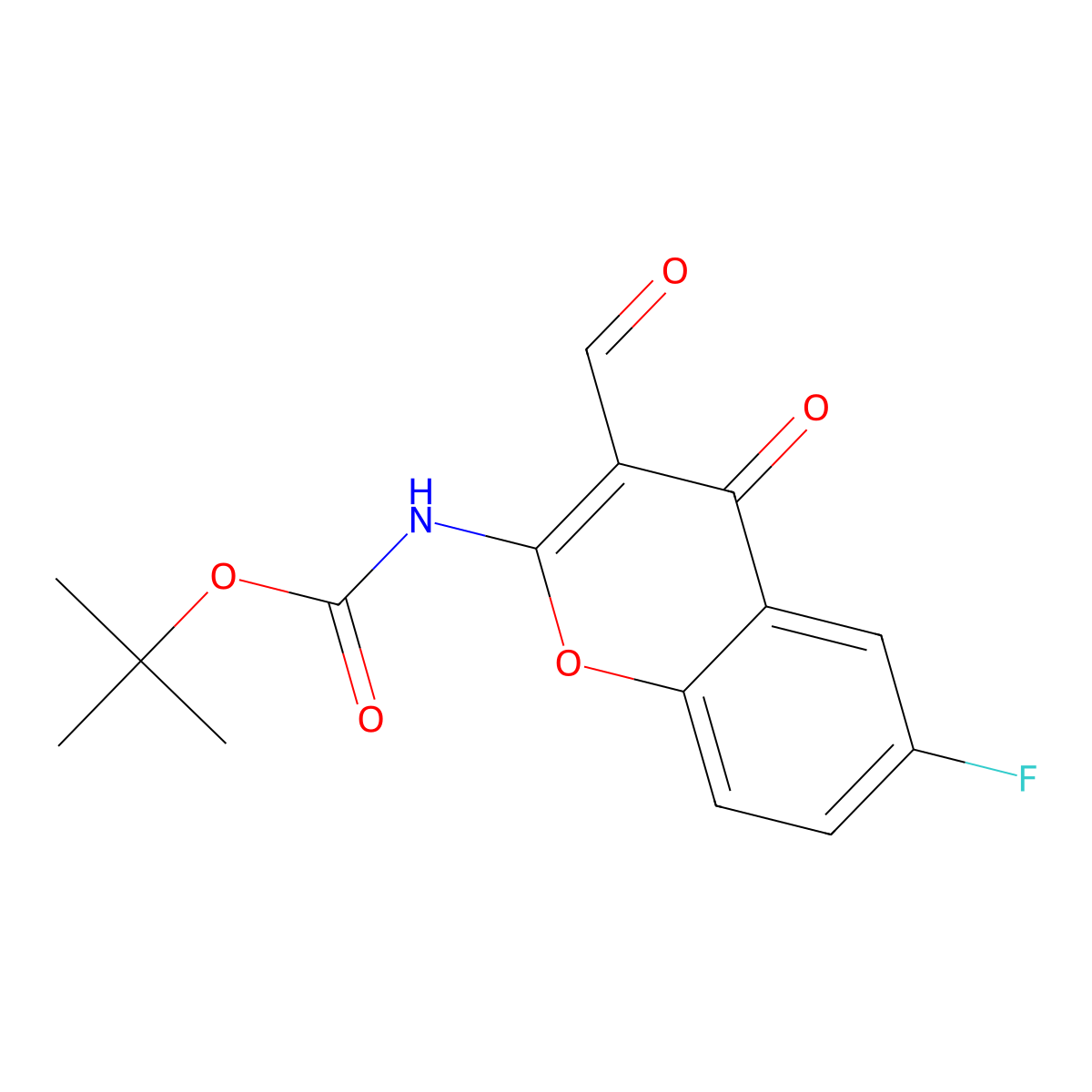 tert-butyl N-(6-fluoro-3-formyl-4-oxo-4H-chromen-2-yl)carbamate molecular structure, CAS 2680793-50-2