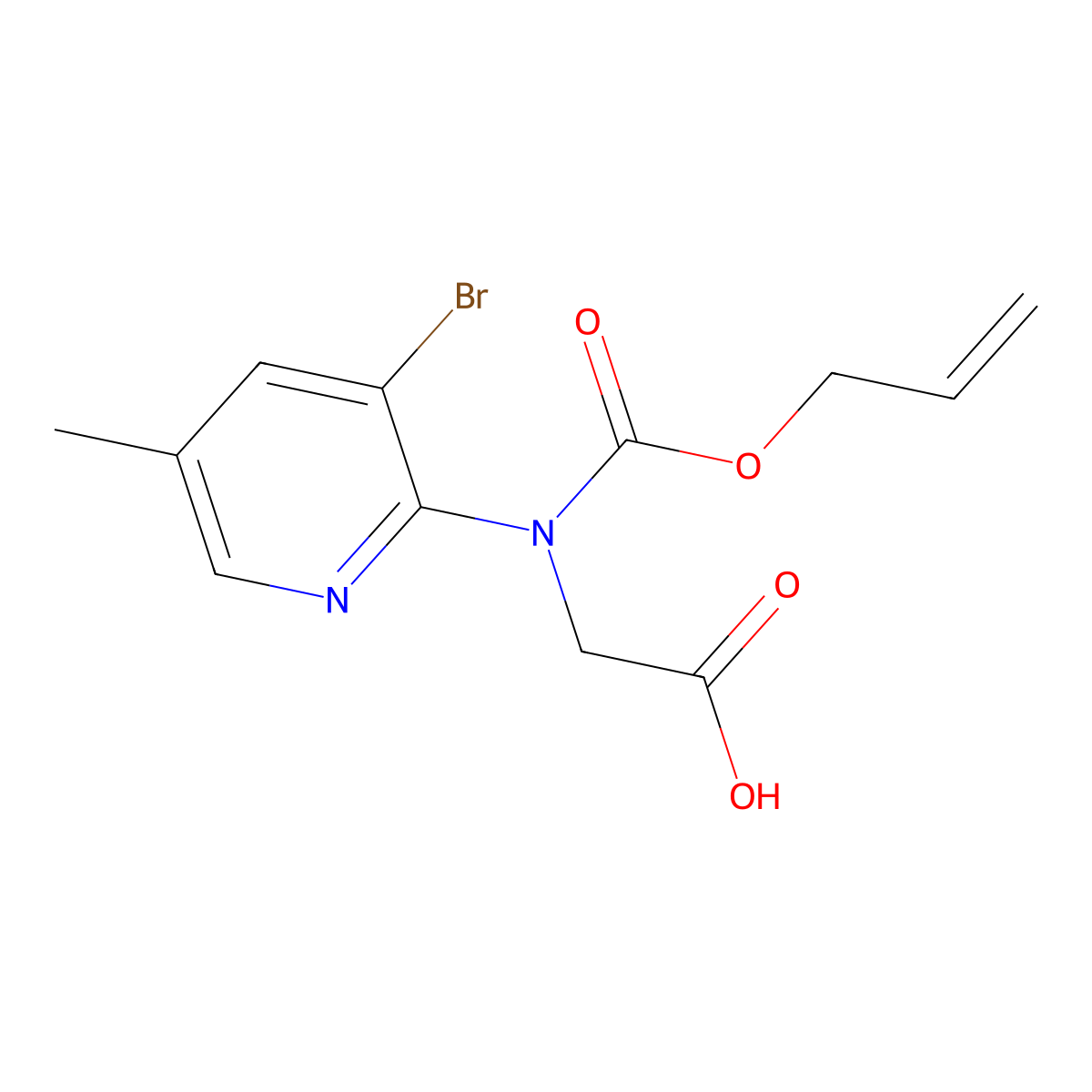 2-[(3-Bromo-5-methylpyridin-2-yl)[(prop-2-en-1-yloxy)carbonyl]amino]acetic acid molecular structure, CAS 2680793-51-3