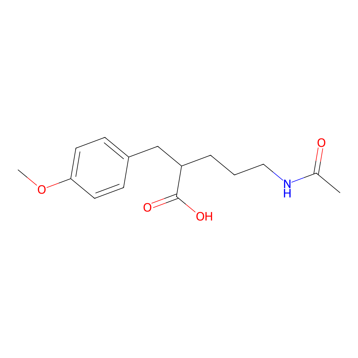 5-Acetamido-2-[(4-methoxyphenyl)methyl]pentanoic acid molecular structure, CAS 2680793-55-7
