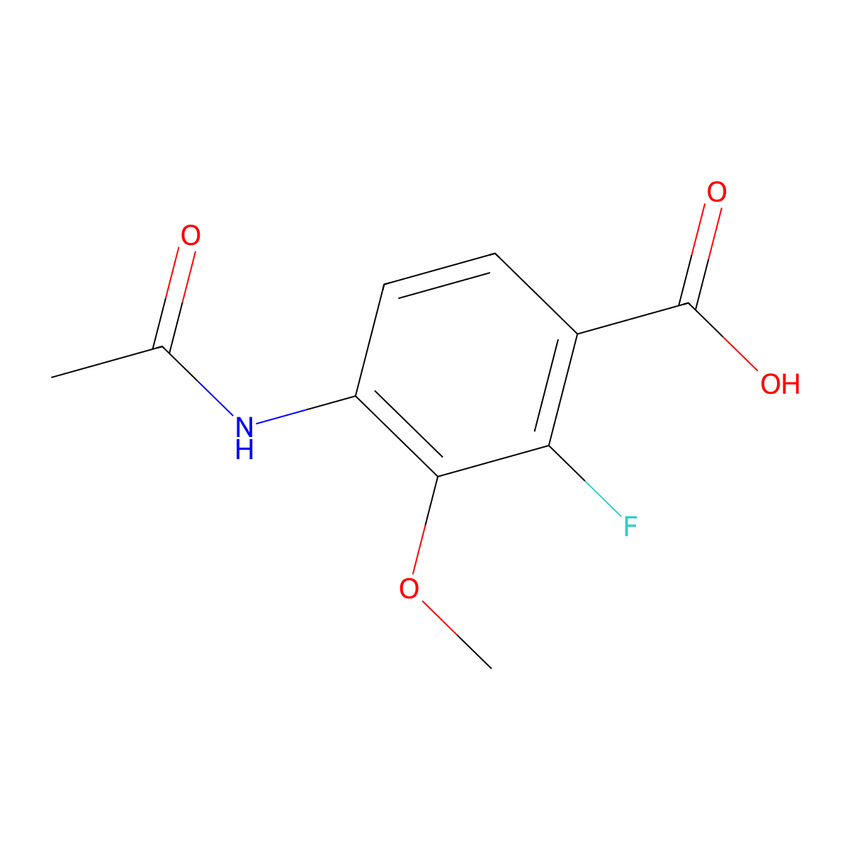 4-Acetamido-2-fluoro-3-methoxybenzoic acid molecular structure, CAS 2680793-56-8