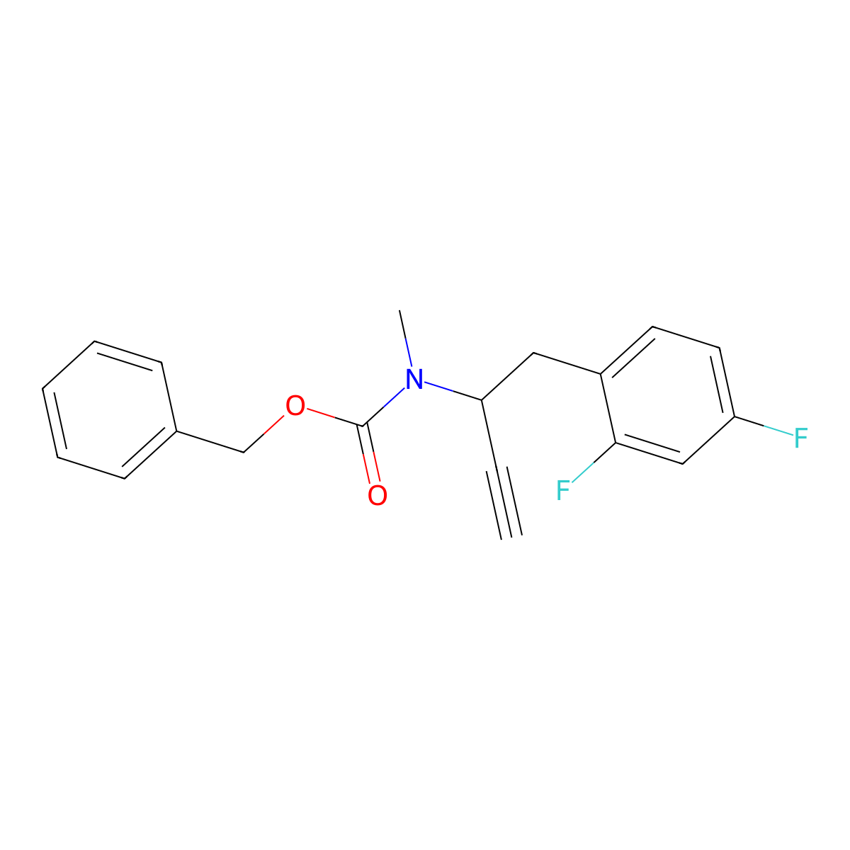 benzyl N-[1-(2,4-difluorophenyl)but-3-yn-2-yl]-N-methylcarbamate molecular structure, CAS 2680793-58-0
