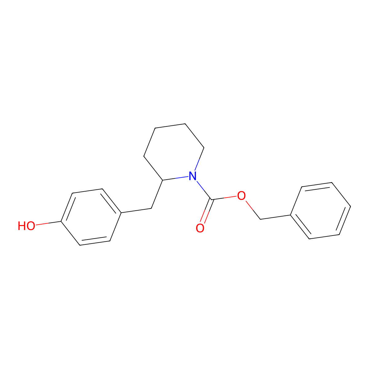 Benzyl 2-[(4-hydroxyphenyl)methyl]piperidine-1-carboxylate molecular structure, CAS 2680793-61-5