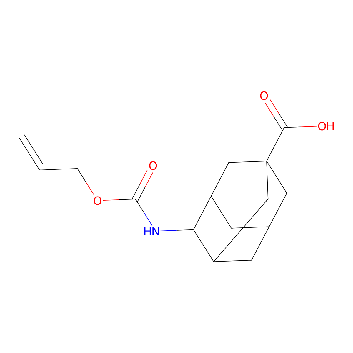 4-{[(Prop-2-en-1-yloxy)carbonyl]amino}adamantane-1-carboxylic acid molecular structure, CAS 2680793-64-8
