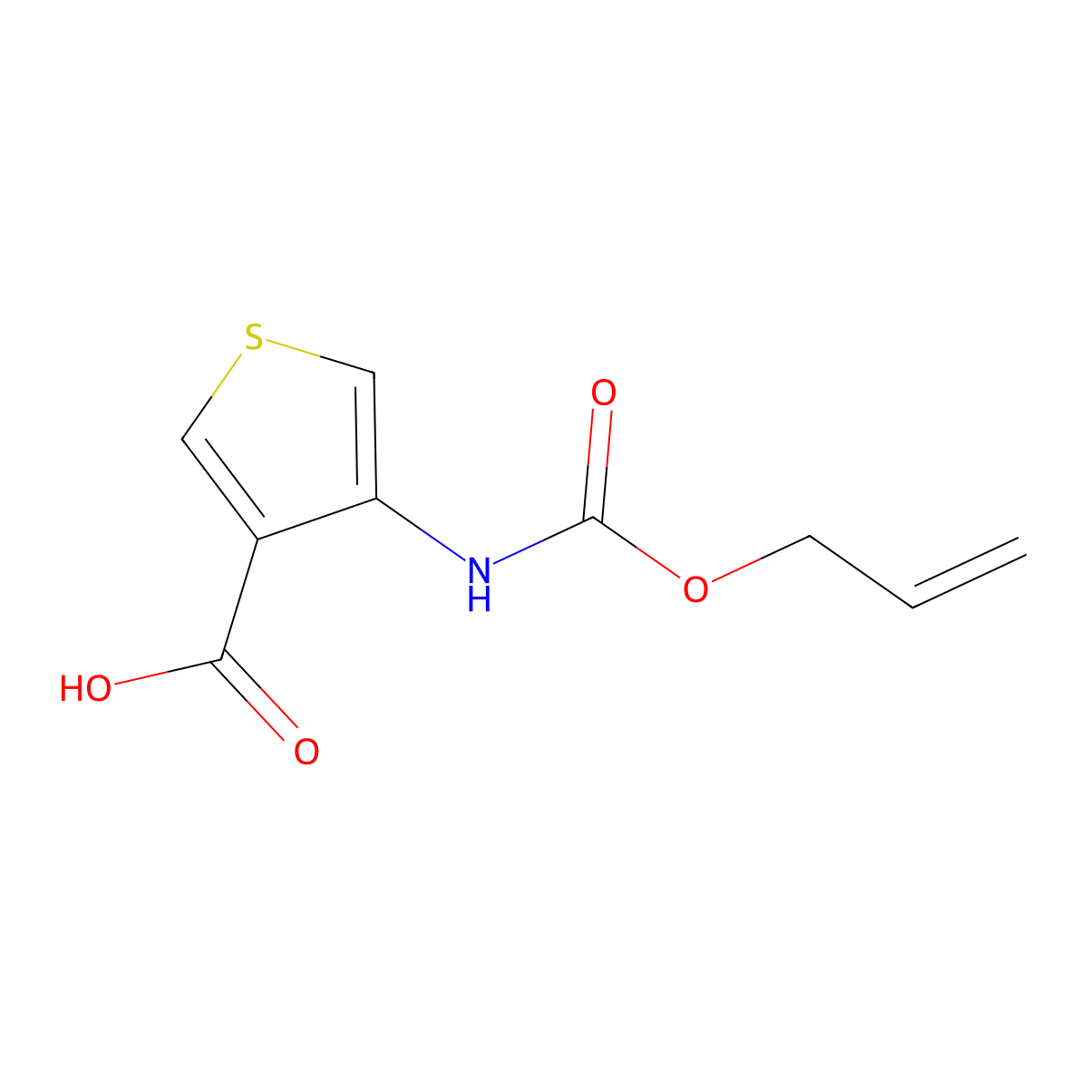 4-{[(Prop-2-en-1-yloxy)carbonyl]amino}thiophene-3-carboxylic acid molecular structure, CAS 2680793-67-1