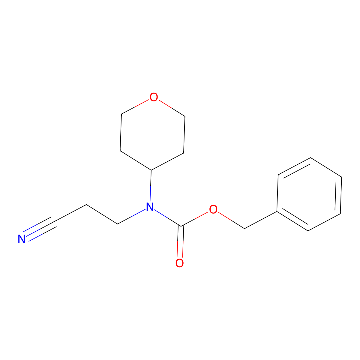 benzyl N-(2-cyanoethyl)-N-(oxan-4-yl)carbamate molecular structure, CAS 2680793-71-7
