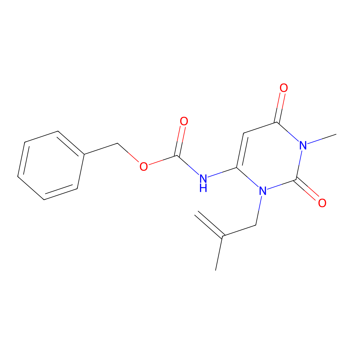 benzyl N-[1-methyl-3-(2-methylprop-2-en-1-yl)-2,6-dioxo-1,2,3,6-tetrahydropyrimidin-4-yl]carbamate molecular structure, CAS 2680793-72-8