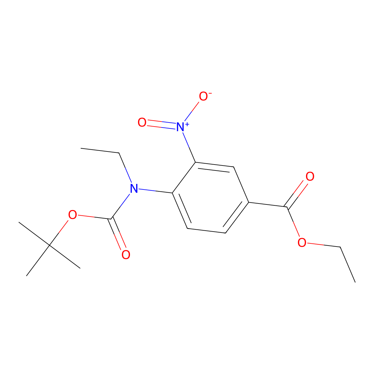 Ethyl 4-{[(tert-butoxy)carbonyl](ethyl)amino}-3-nitrobenzoate molecular structure, CAS 2680793-75-1