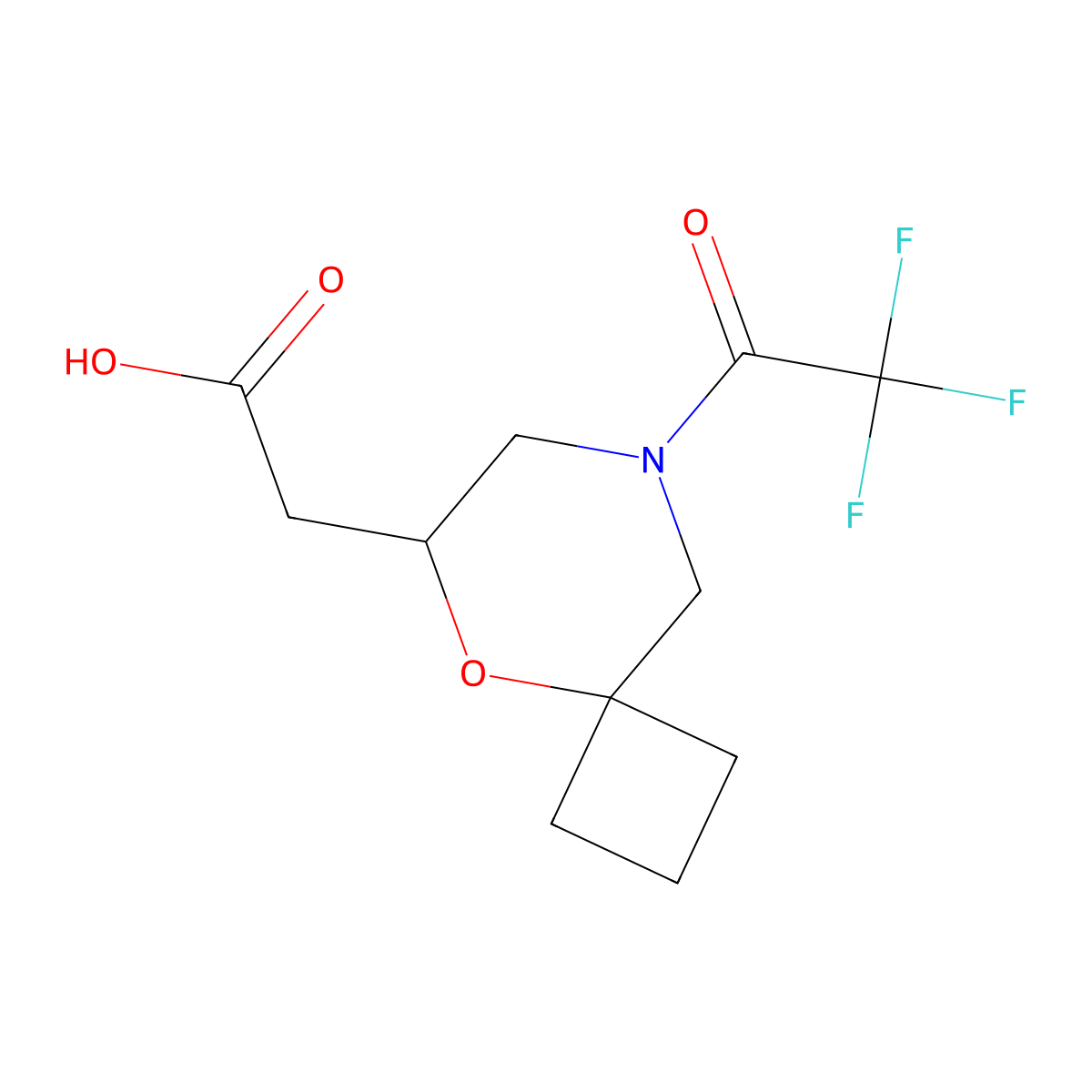 2-[8-(2,2,2-Trifluoroacetyl)-5-oxa-8-azaspiro[3.5]nonan-6-yl]acetic acid molecular structure, CAS 2680793-79-5
