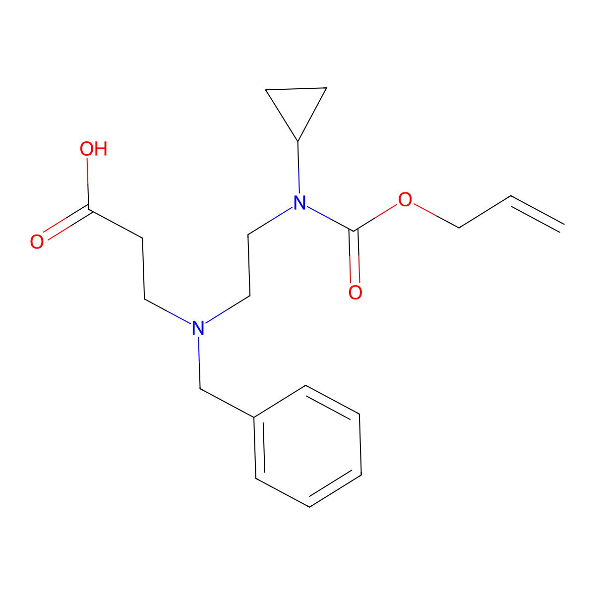3-[Benzyl(2-{cyclopropyl[(prop-2-en-1-yloxy)carbonyl]amino}ethyl)amino]propanoic acid molecular structure, CAS 2680793-86-4