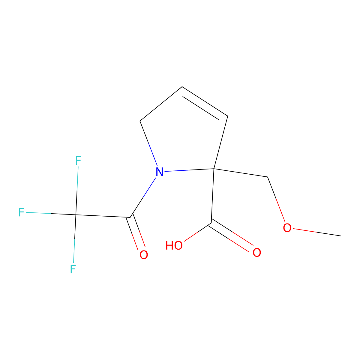 2-(methoxymethyl)-1-(2,2,2-trifluoroacetyl)-2,5-dihydro-1H-pyrrole-2-carboxylic acid molecular structure, CAS 2680793-88-6