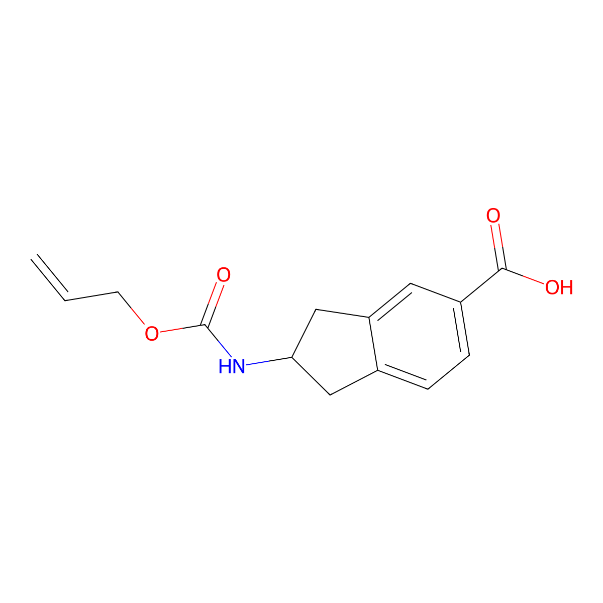 2-{[(prop-2-en-1-yloxy)carbonyl]amino}-2,3-dihydro-1H-indene-5-carboxylic acid molecular structure, CAS 2680793-89-7