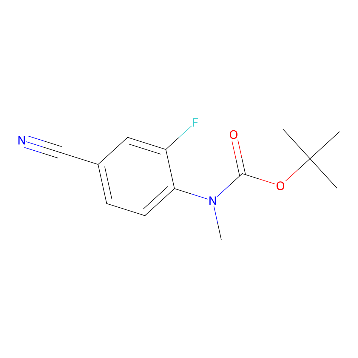 tert-butyl N-(4-cyano-2-fluorophenyl)-N-methylcarbamate molecular structure, CAS 2680793-90-0