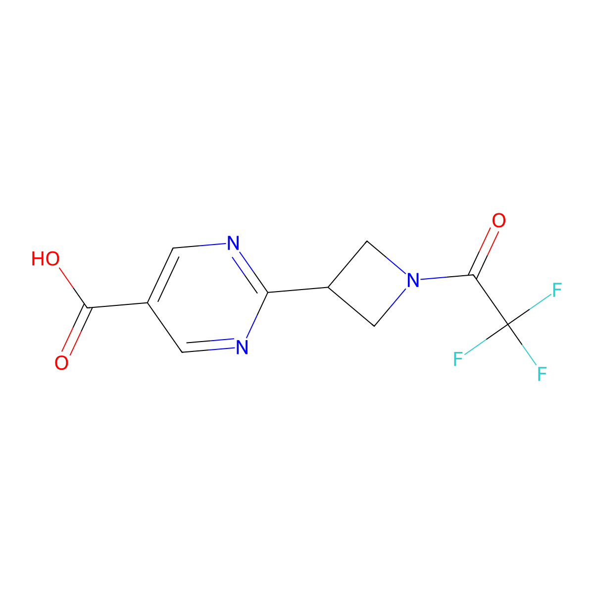 2-[1-(2,2,2-Trifluoroacetyl)azetidin-3-yl]pyrimidine-5-carboxylic acid molecular structure, CAS 2680793-91-1