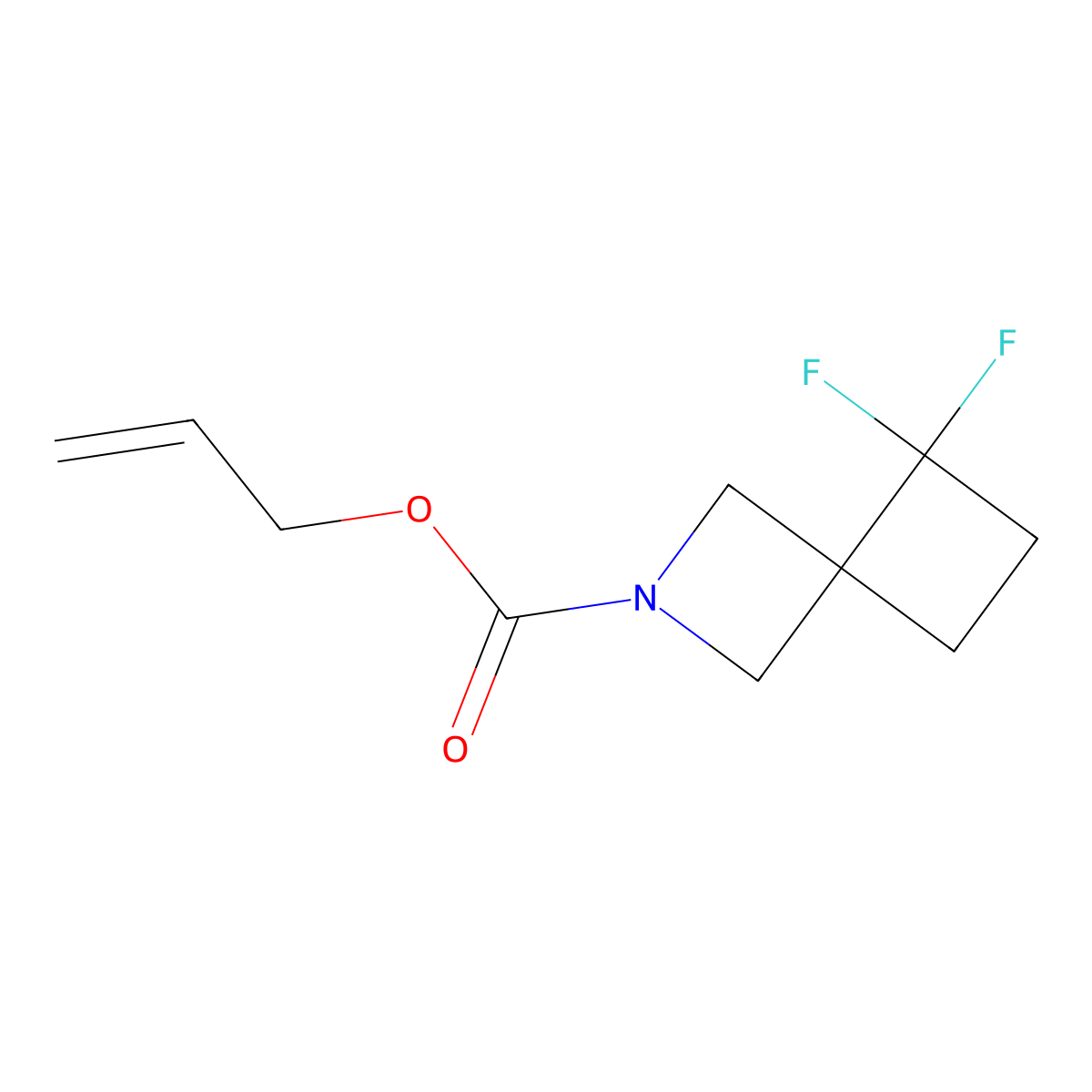 Prop-2-en-1-yl 5,5-difluoro-2-azaspiro[3.3]heptane-2-carboxylate molecular structure, CAS 2680794-00-5