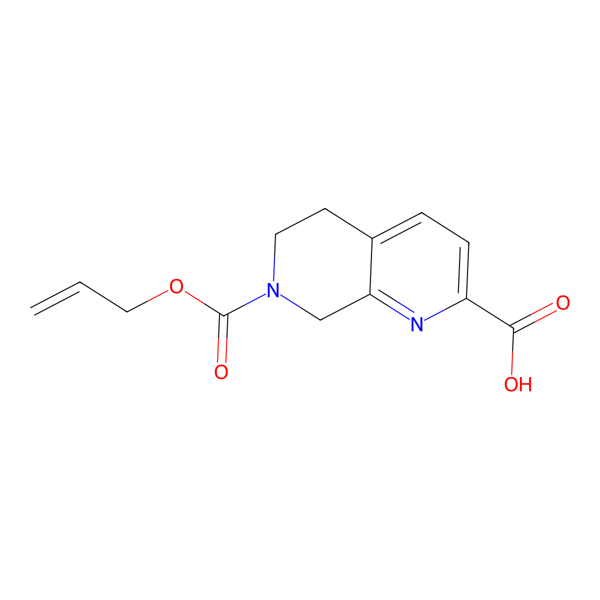 7-[(Prop-2-en-1-yloxy)carbonyl]-5,6,7,8-tetrahydro-1,7-naphthyridine-2-carboxylic acid molecular structure, CAS 2680794-02-7