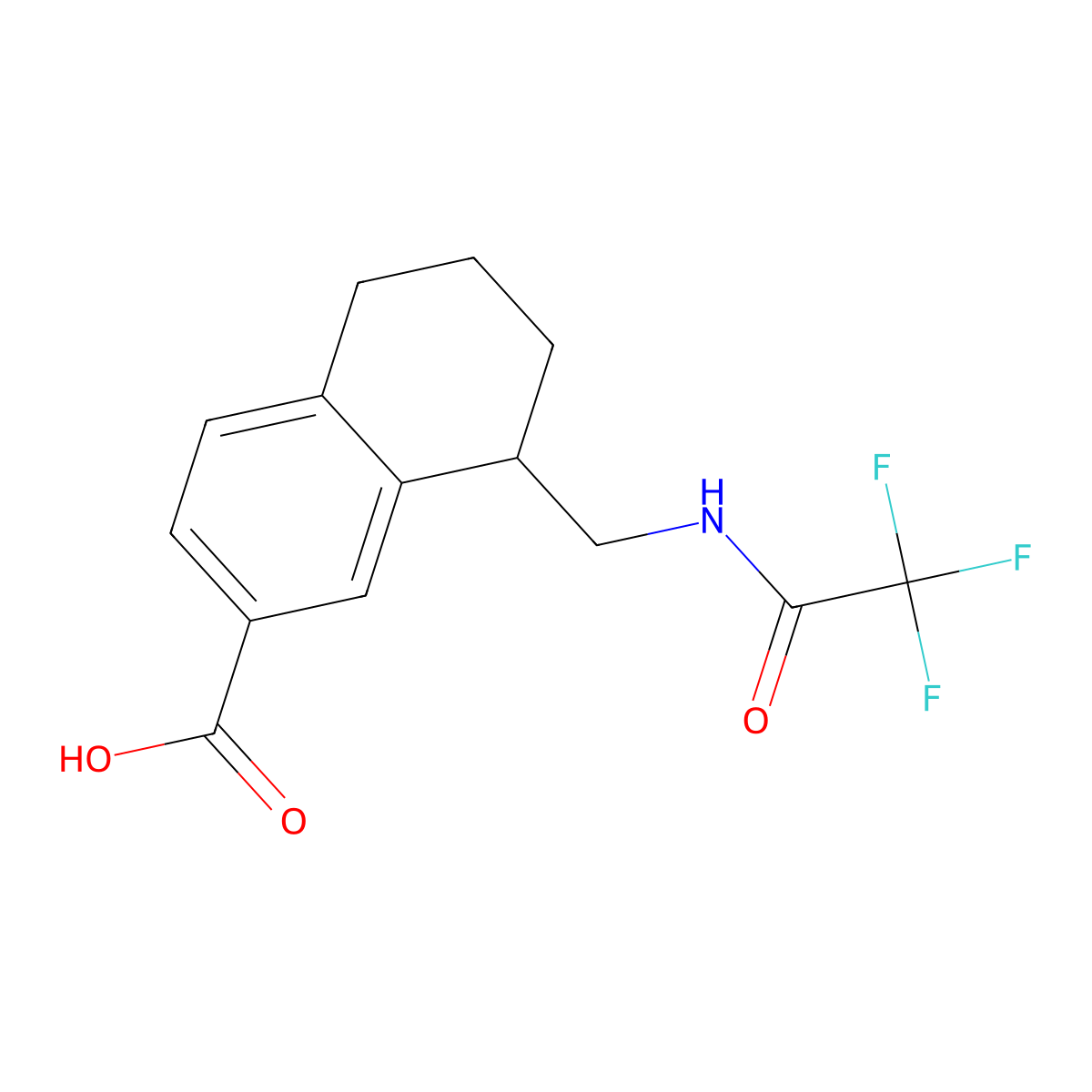 8-[(2,2,2-Trifluoroacetamido)methyl]-5,6,7,8-tetrahydronaphthalene-2-carboxylic acid molecular structure, CAS 2680794-03-8
