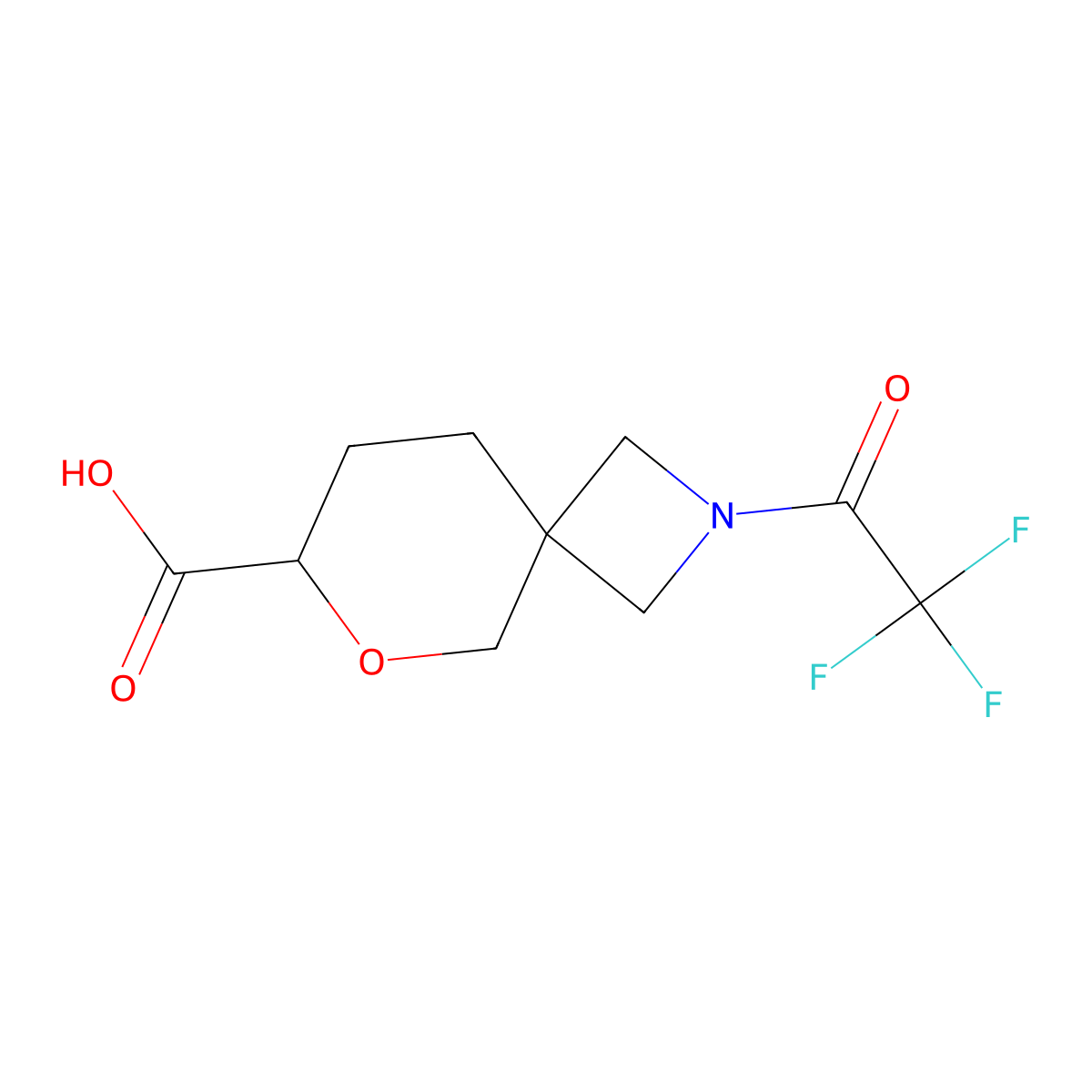 2-(2,2,2-Trifluoroacetyl)-6-oxa-2-azaspiro[3.5]nonane-7-carboxylic acid molecular structure, CAS 2680794-09-4