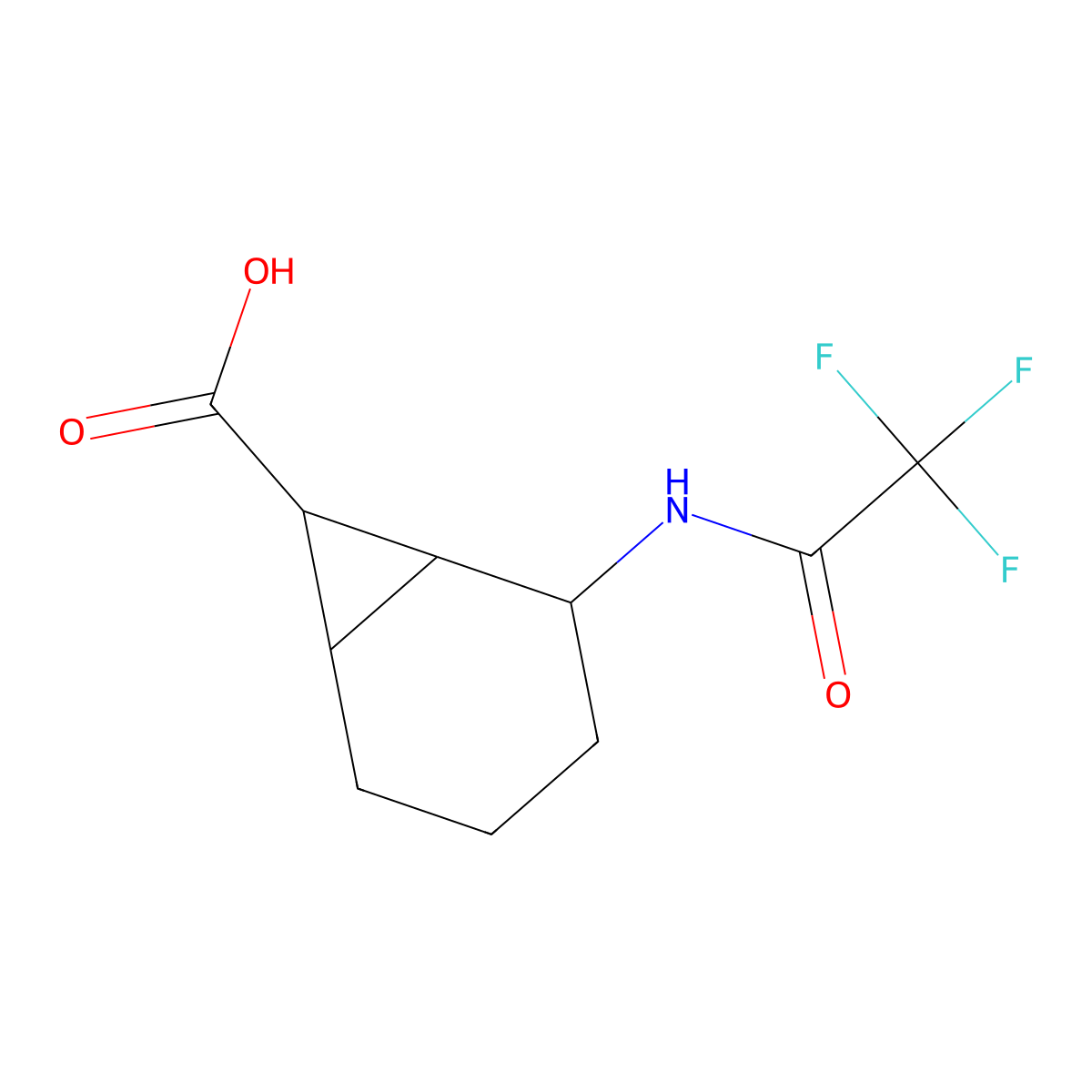 2-(2,2,2-Trifluoroacetamido)bicyclo[4.1.0]heptane-7-carboxylic acid molecular structure, CAS 2680794-10-7