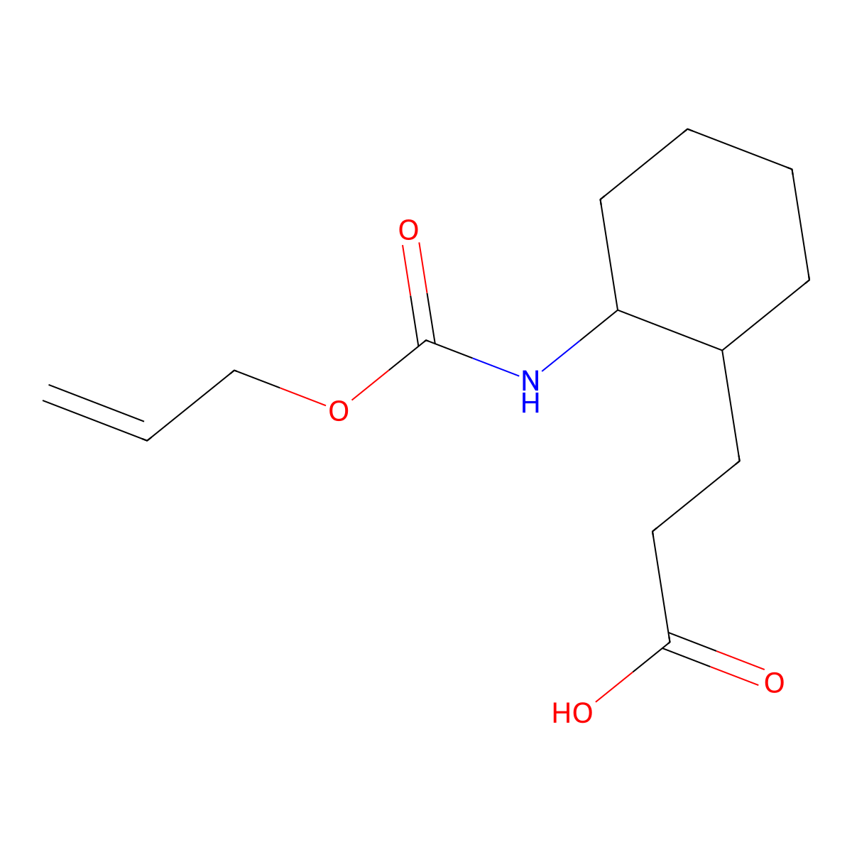 3-(2-{[(Prop-2-en-1-yloxy)carbonyl]amino}cyclohexyl)propanoic acid molecular structure, CAS 2680794-13-0
