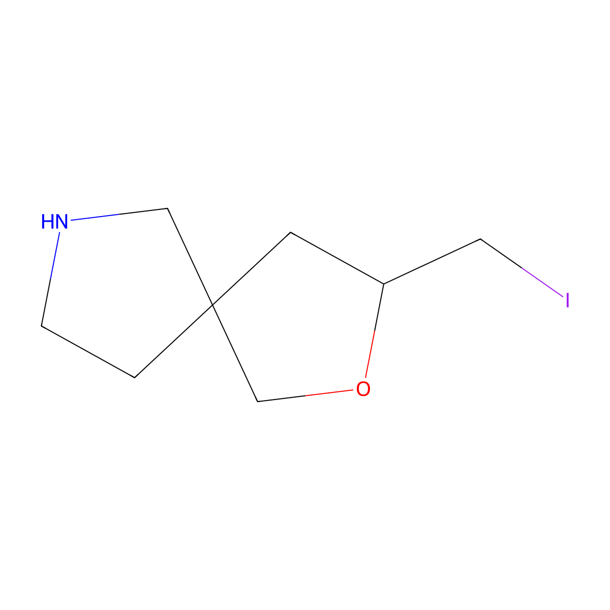 3-(Iodomethyl)-2-oxa-7-azaspiro[4.4]nonane molecular structure, CAS 2680794-25-4
