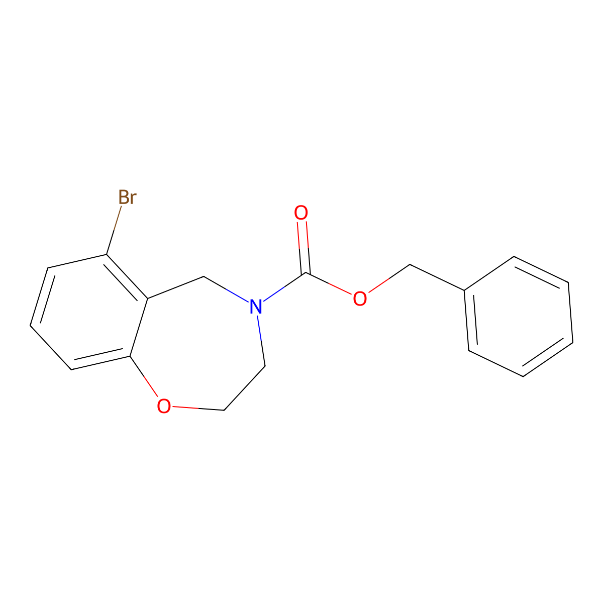 Benzyl 6-bromo-2,3,4,5-tetrahydro-1,4-benzoxazepine-4-carboxylate molecular structure, CAS 2680794-26-5