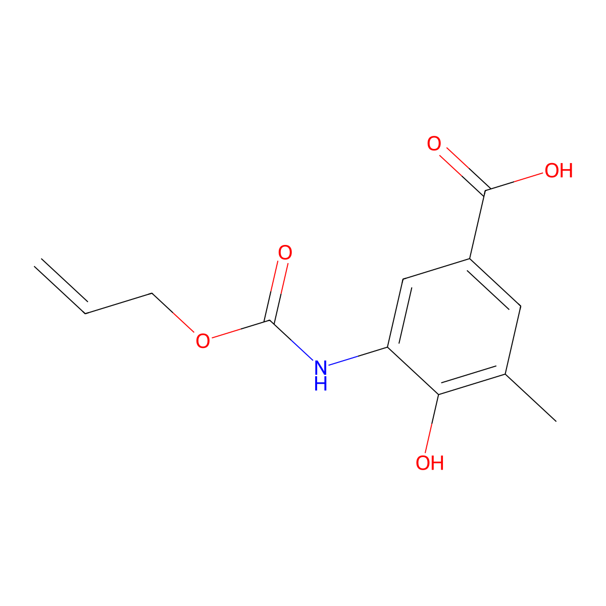 4-Hydroxy-3-methyl-5-{[(prop-2-en-1-yloxy)carbonyl]amino}benzoic acid molecular structure, CAS 2680794-28-7