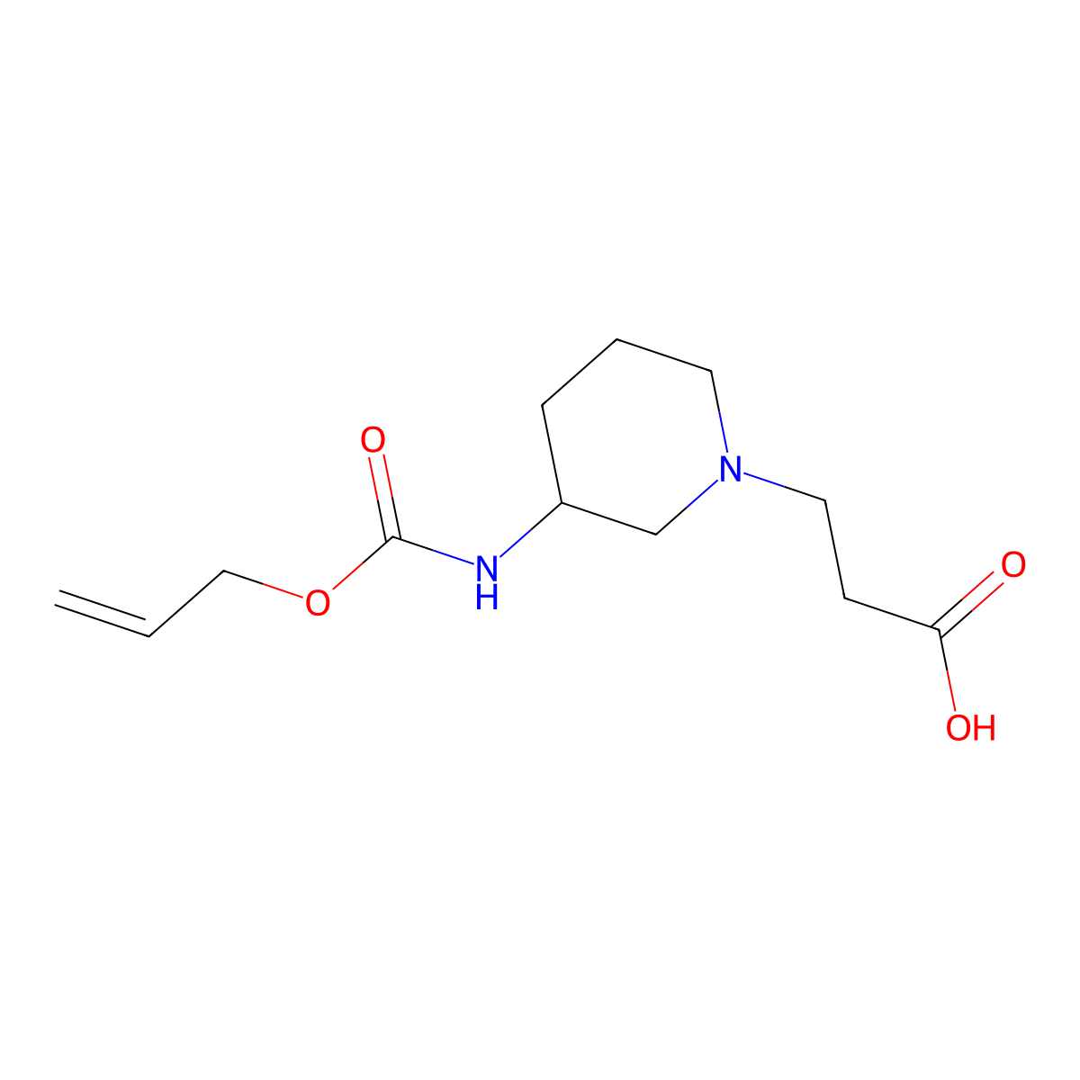 3-(3-{[(Prop-2-en-1-yloxy)carbonyl]amino}piperidin-1-yl)propanoic acid molecular structure, CAS 2680794-32-3