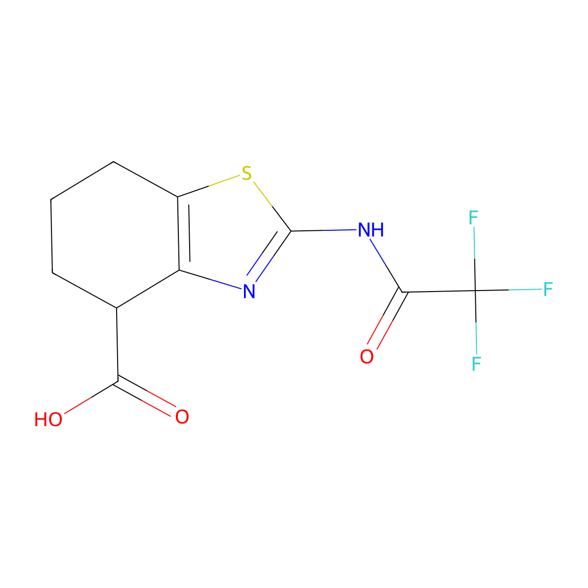 2-(2,2,2-Trifluoroacetamido)-4,5,6,7-tetrahydro-1,3-benzothiazole-4-carboxylic acid molecular structure, CAS 2680794-33-4