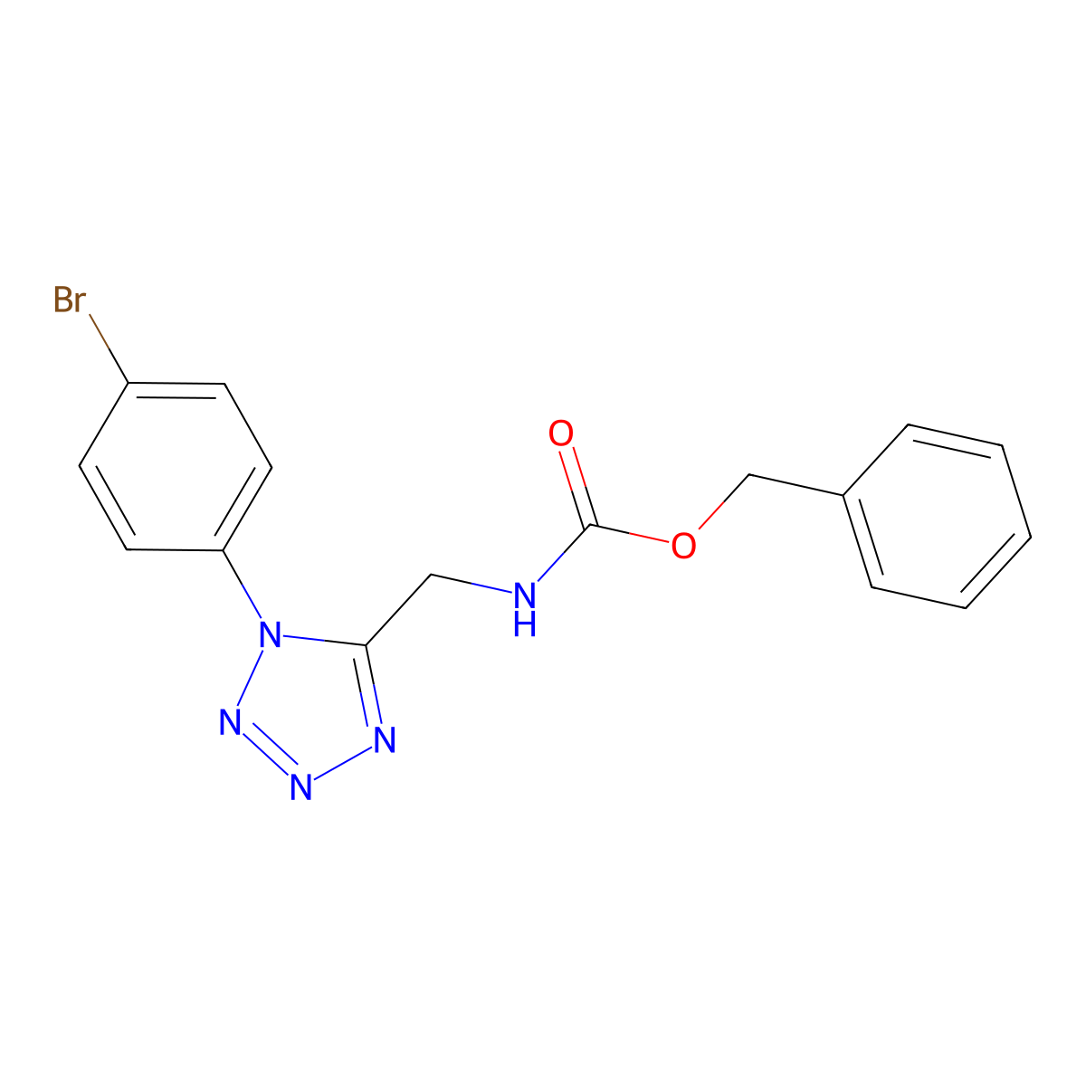 benzyl N-{[1-(4-bromophenyl)-1H-1,2,3,4-tetrazol-5-yl]methyl}carbamate molecular structure, CAS 2680794-34-5