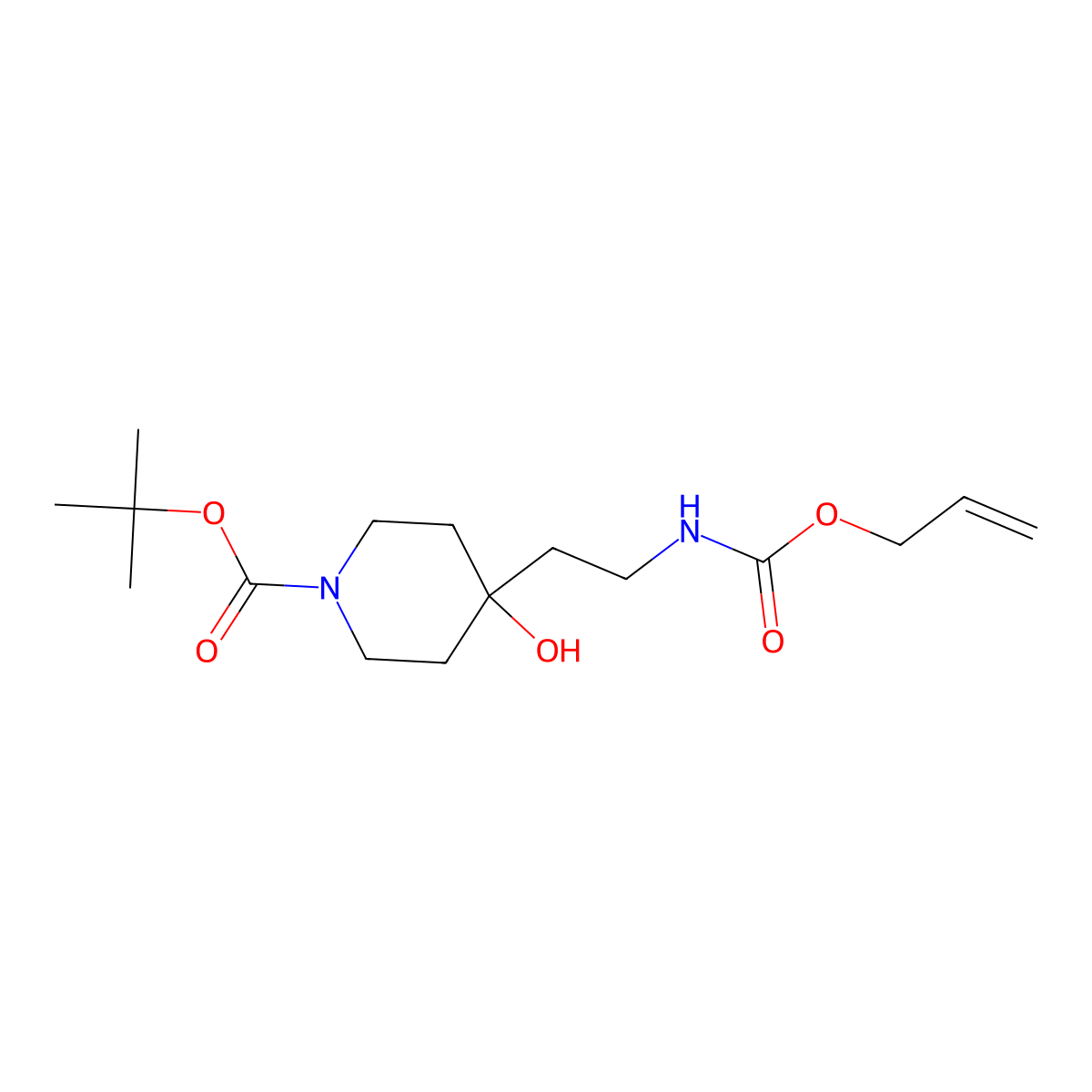 Tert-butyl 4-hydroxy-4-(2-{[(prop-2-en-1-yloxy)carbonyl]amino}ethyl)piperidine-1-carboxylate molecular structure, CAS 2680794-50-5