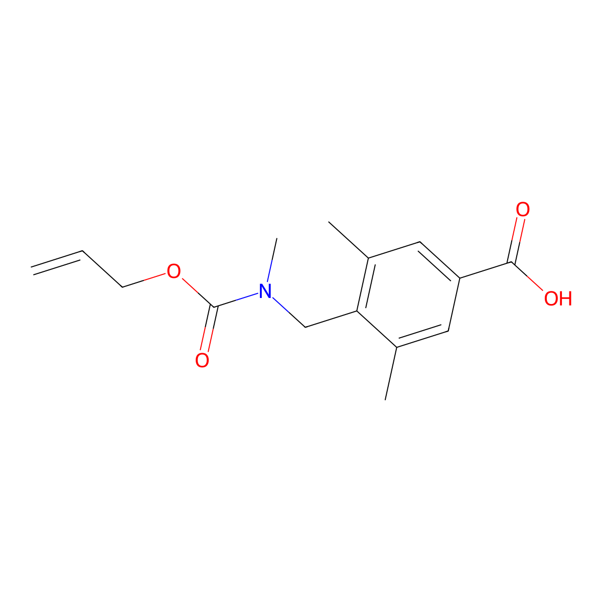 3,5-Dimethyl-4-({methyl[(prop-2-en-1-yloxy)carbonyl]amino}methyl)benzoic acid molecular structure, CAS 2680794-52-7
