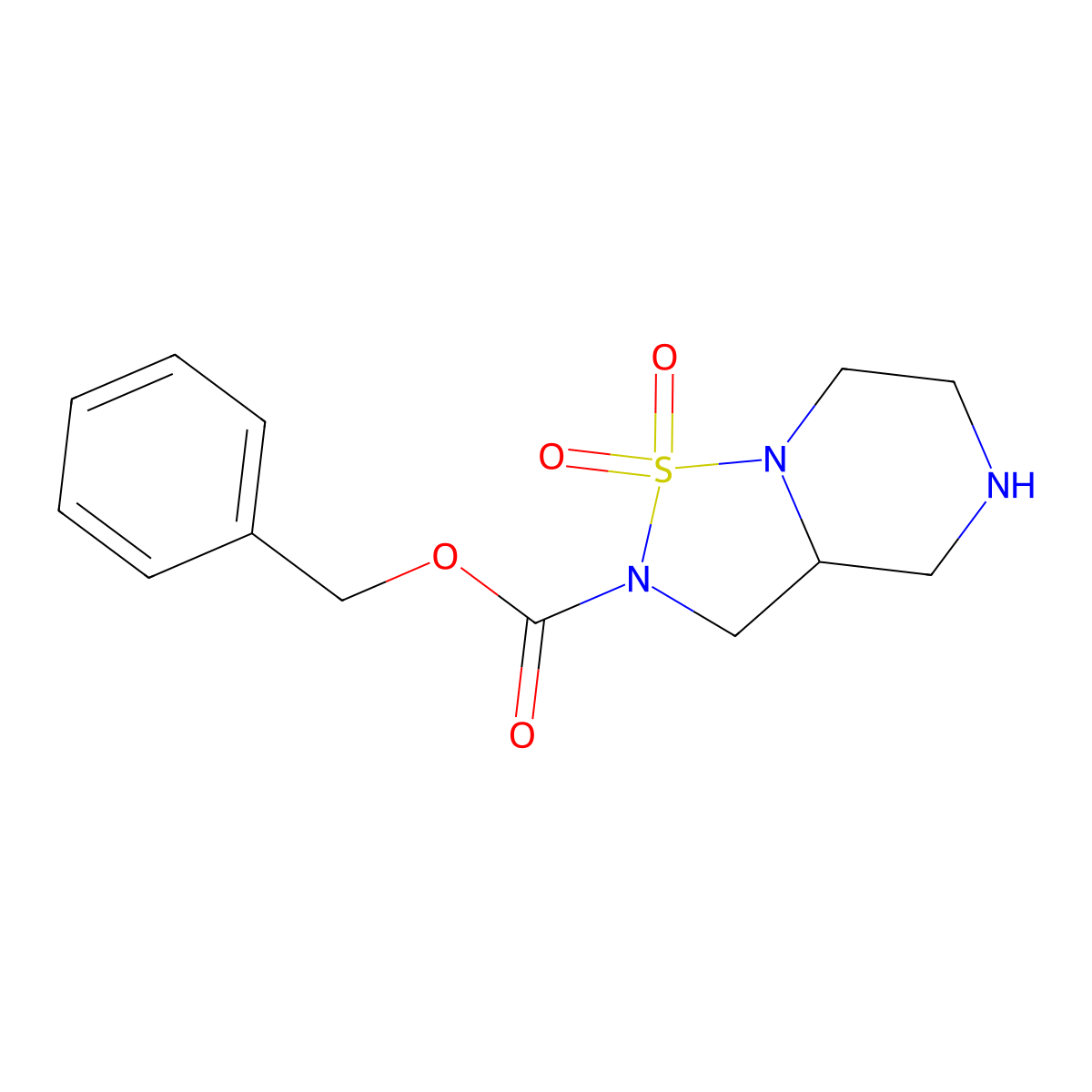 benzyl 1,1-dioxo-hexahydro-2H-1lambda6-[1,2,5]thiadiazolo[2,3-a]pyrazine-2-carboxylate molecular structure, CAS 2680794-56-1