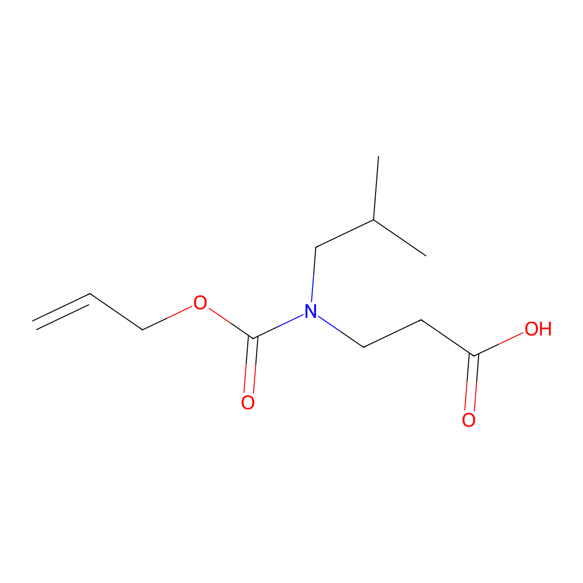 3-[(2-Methylpropyl)[(prop-2-en-1-yloxy)carbonyl]amino]propanoic acid molecular structure, CAS 2680794-61-8