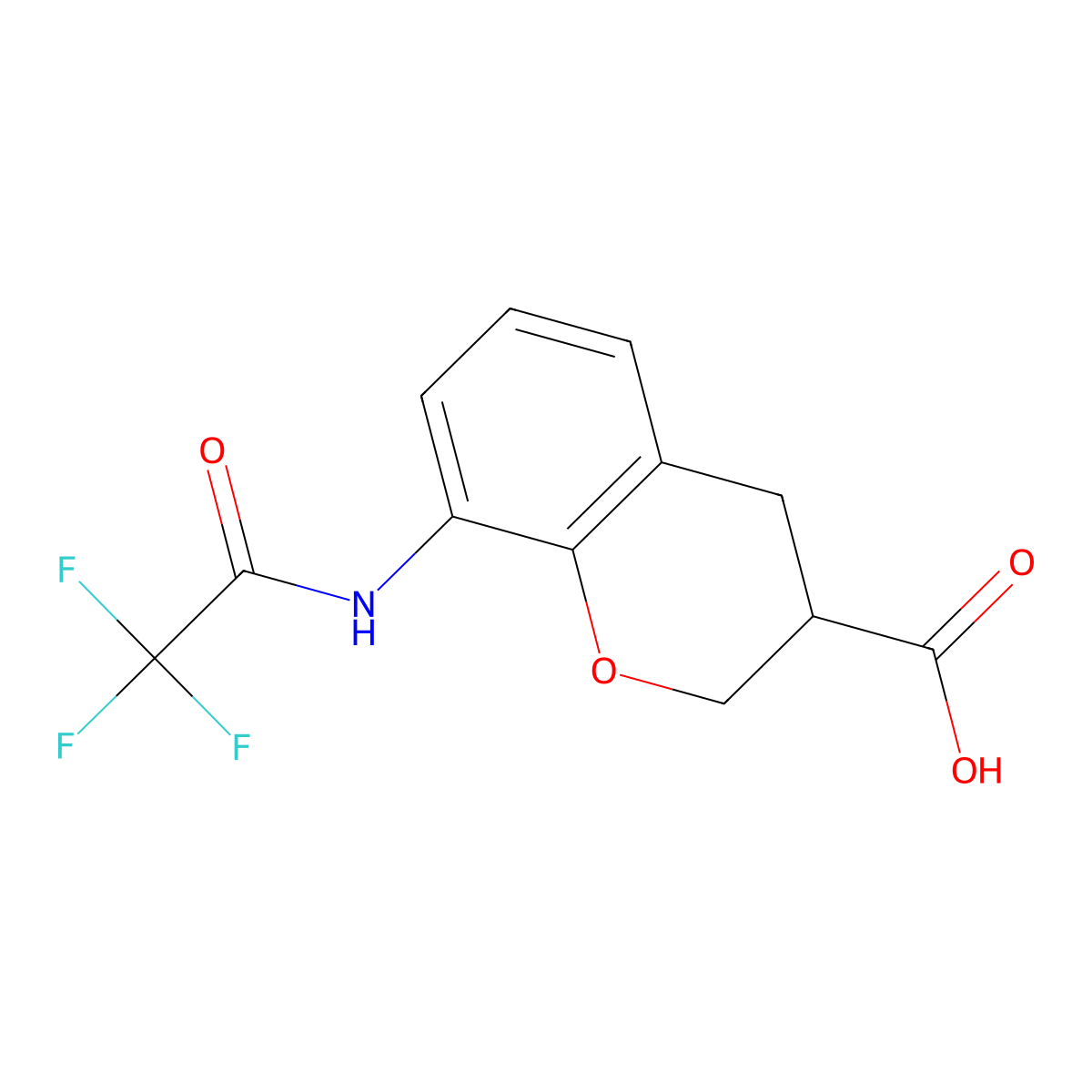 8-(2,2,2-trifluoroacetamido)-3,4-dihydro-2H-1-benzopyran-3-carboxylic acid molecular structure, CAS 2680794-64-1