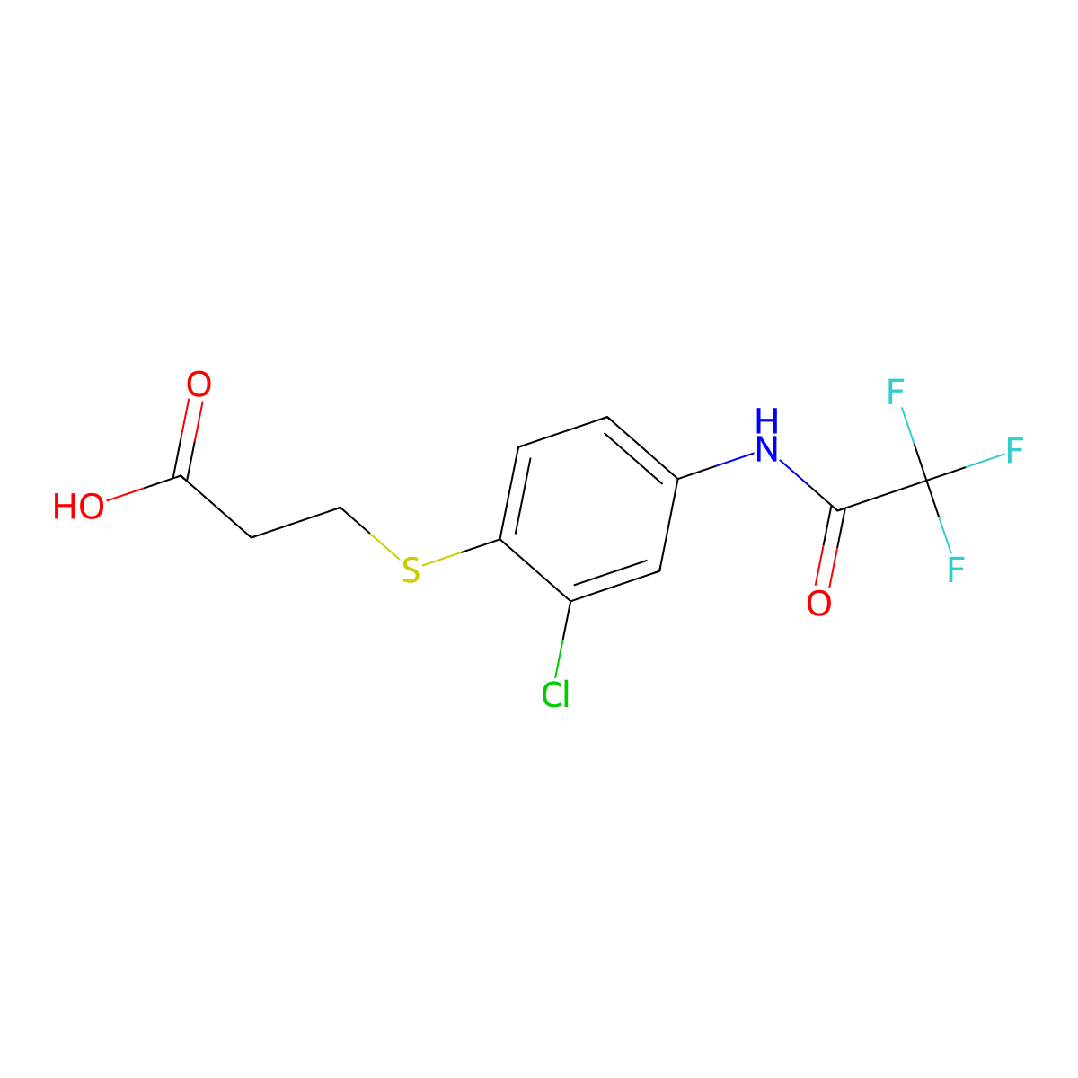 3-{[2-Chloro-4-(2,2,2-trifluoroacetamido)phenyl]sulfanyl}propanoic acid molecular structure, CAS 2680794-68-5