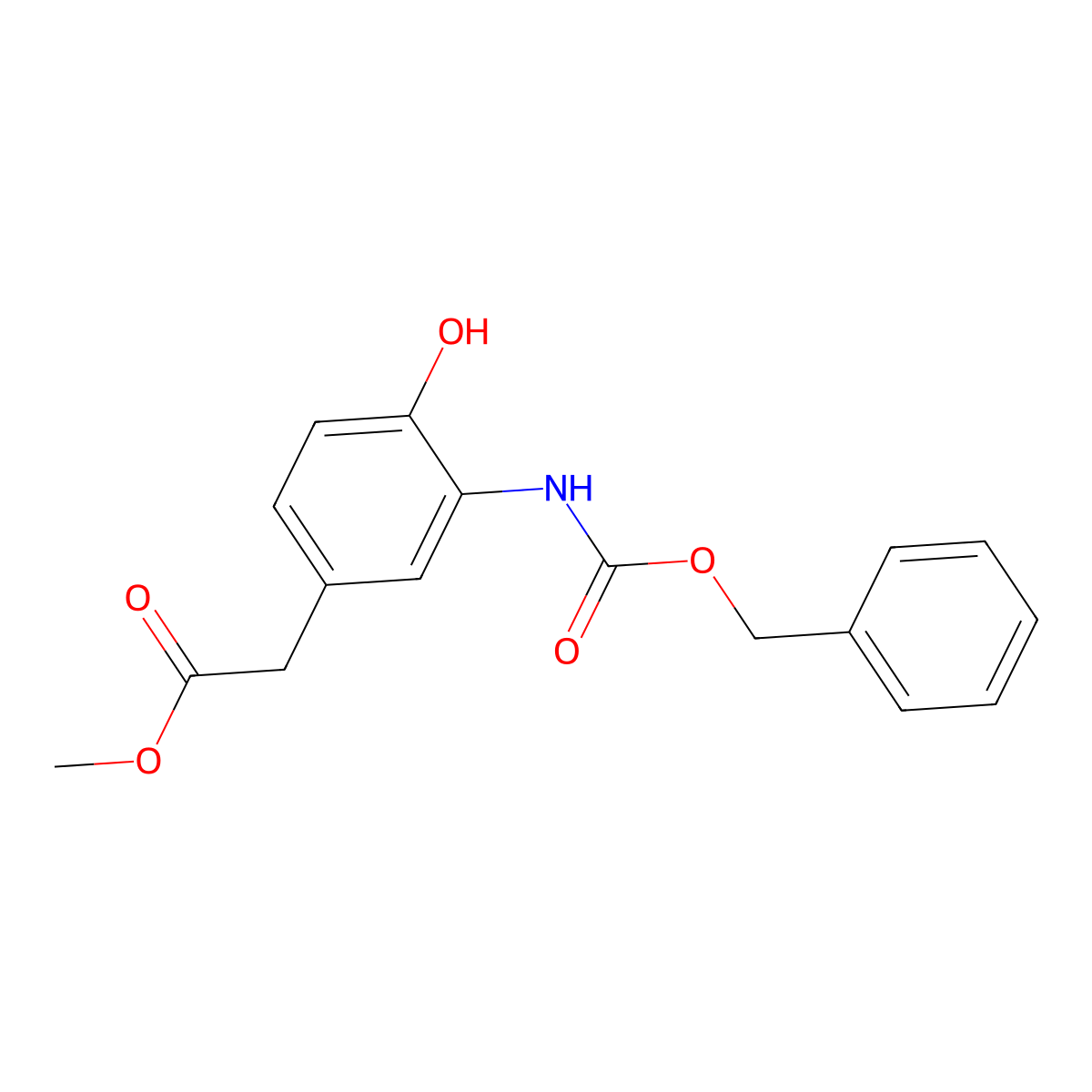 Methyl 2-(3-{[(benzyloxy)carbonyl]amino}-4-hydroxyphenyl)acetate molecular structure, CAS 2680794-76-5