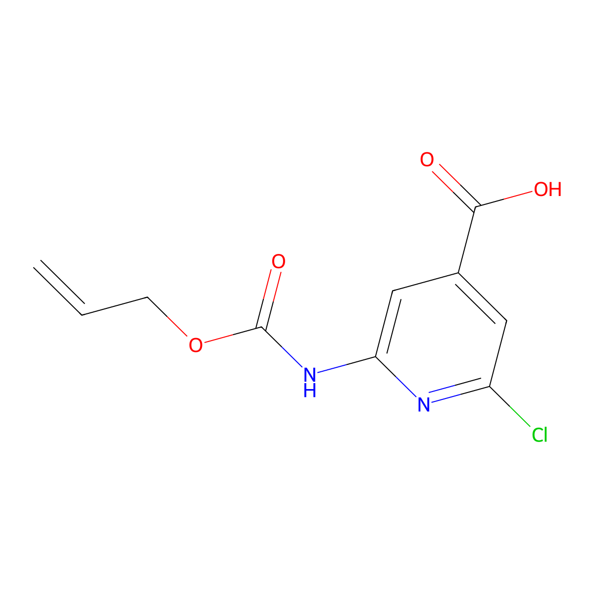 2-Chloro-6-{[(prop-2-en-1-yloxy)carbonyl]amino}pyridine-4-carboxylic acid molecular structure, CAS 2680794-79-8
